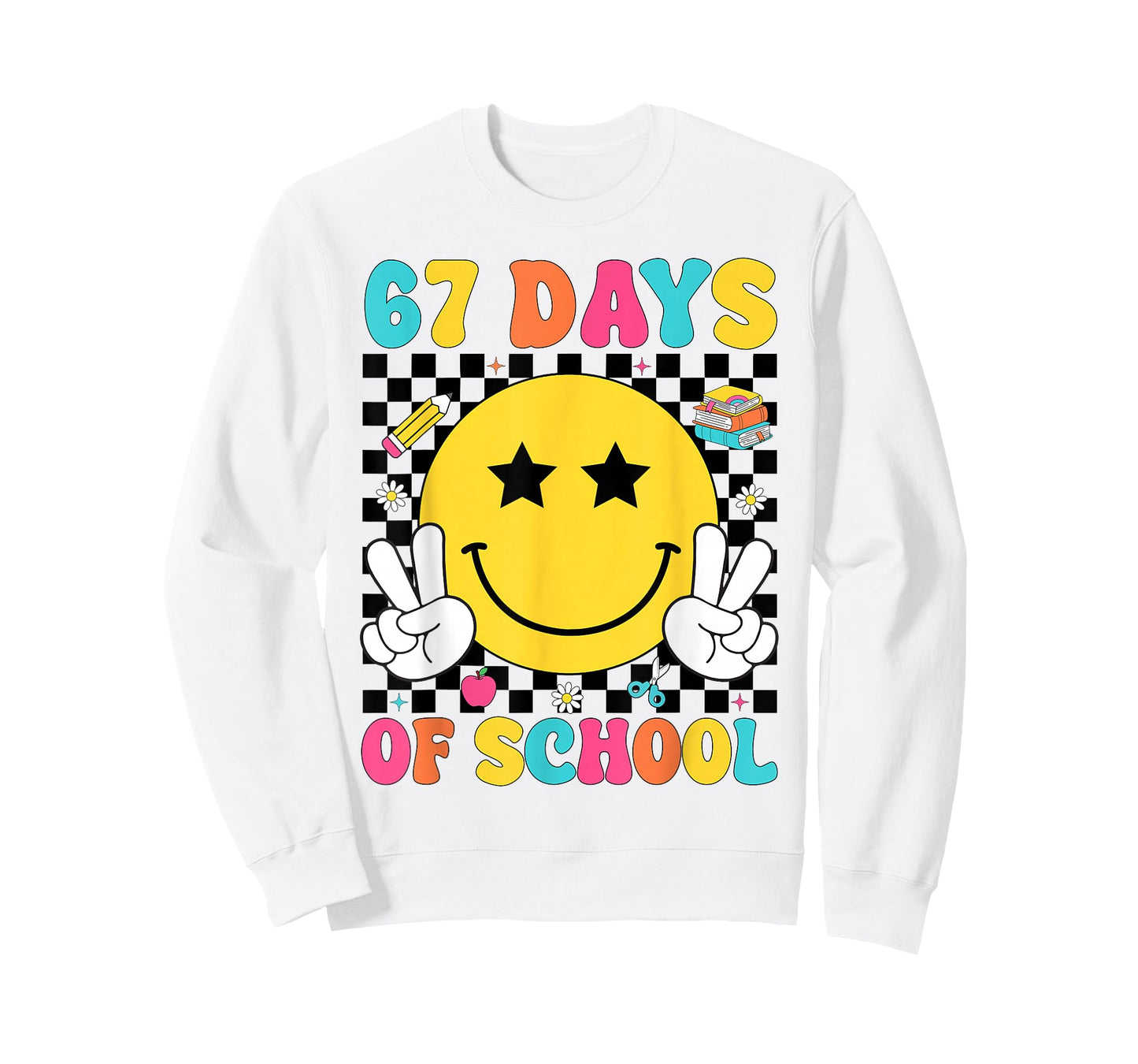 67 Days of School Retro Smile Teacher Kids Six Seven 67 Meme T-Shirt