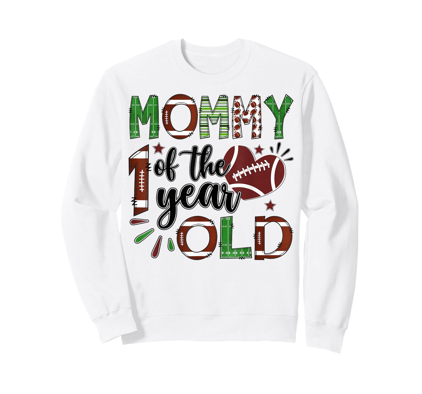 Mommy of The 1 Year Old Football 1st Birthday Boy Matching T-Shirt