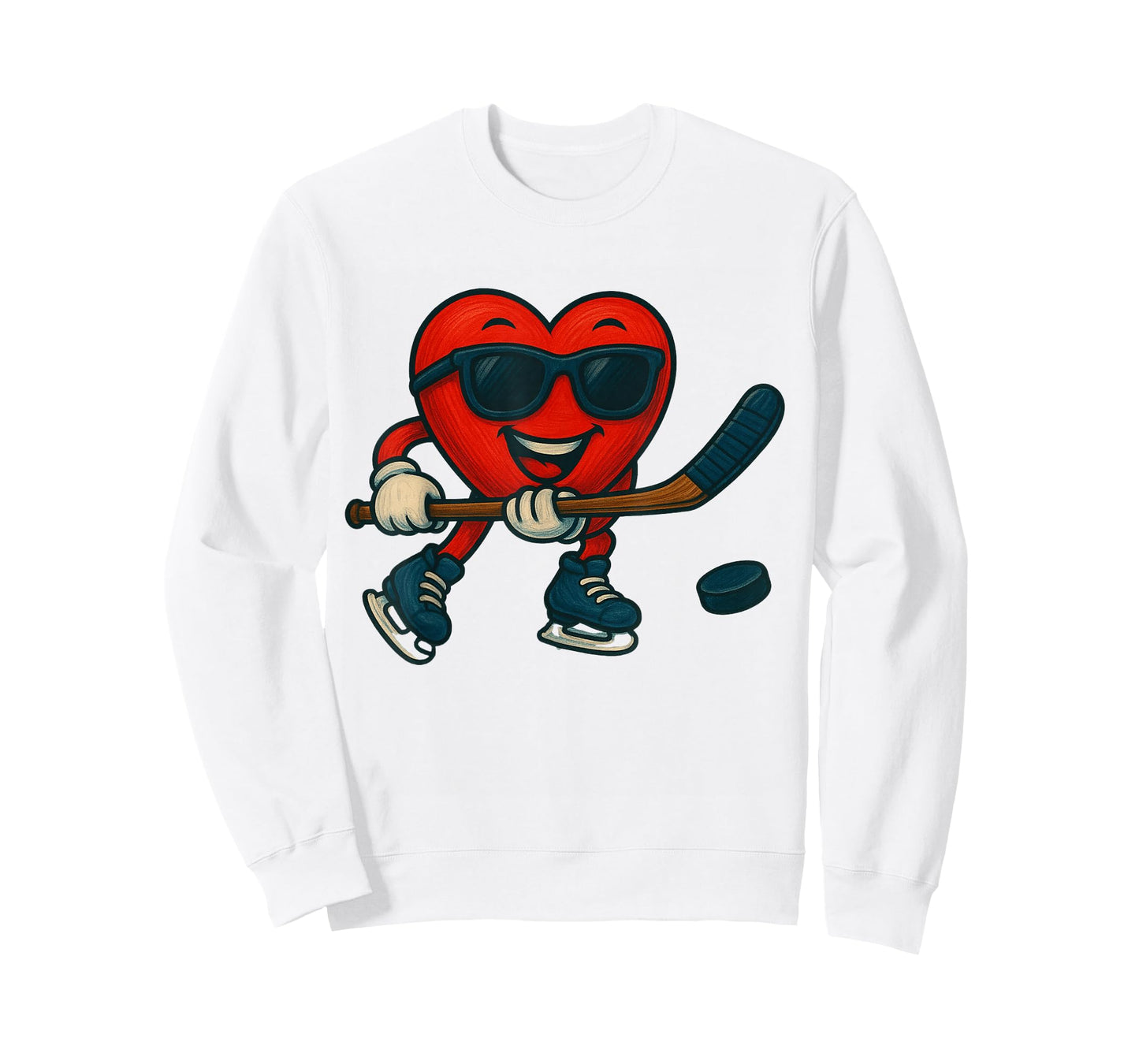 Valentines Day Ice Hockey Funny Red Heart Love Boys Kids T-Shirt