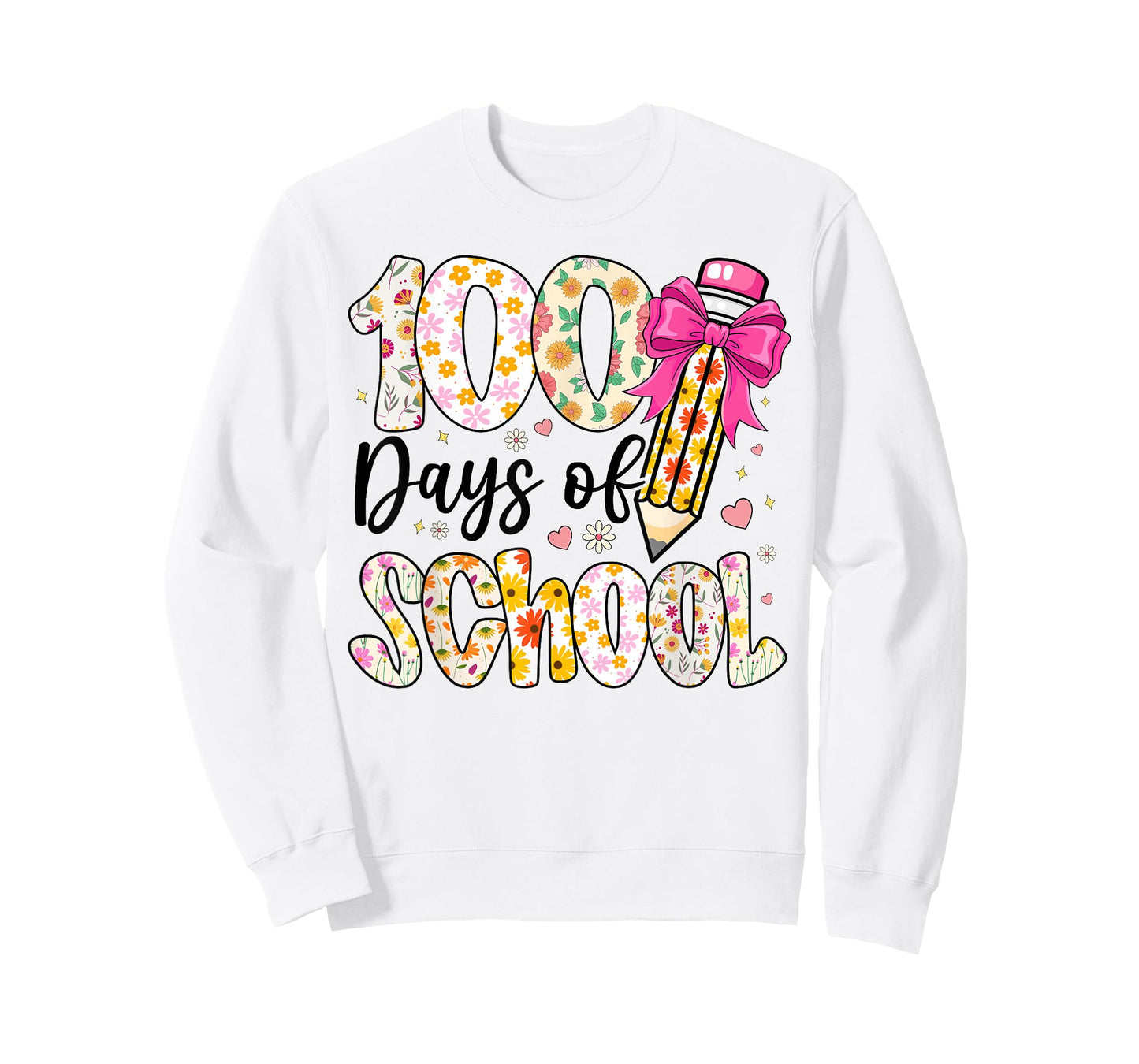 100 Days of School Floral 100th Day of School Teachers Girls T-Shirt