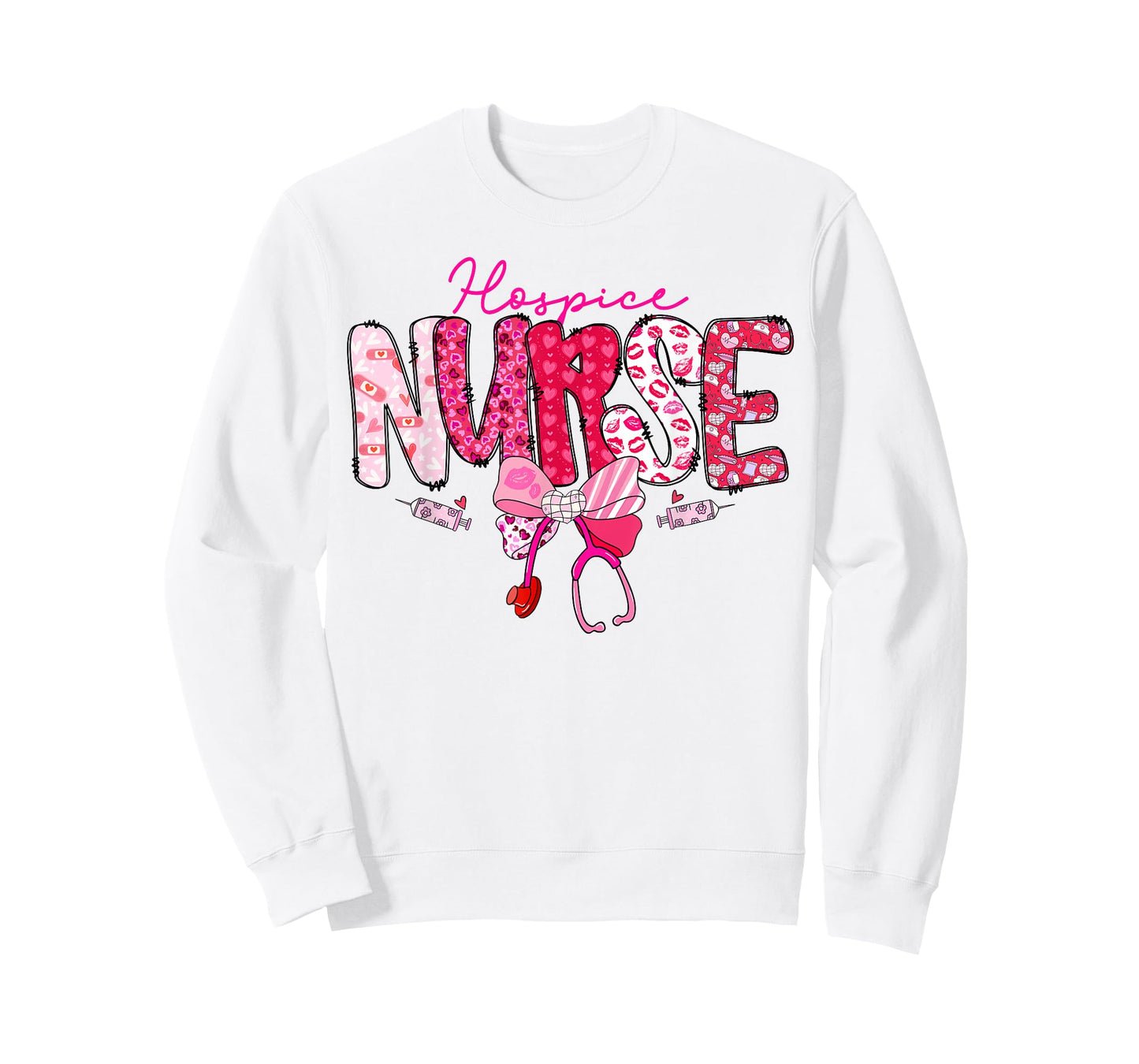 Hospice Nurse Valentine's Day Stethoscope Coquette Bow T-Shirt