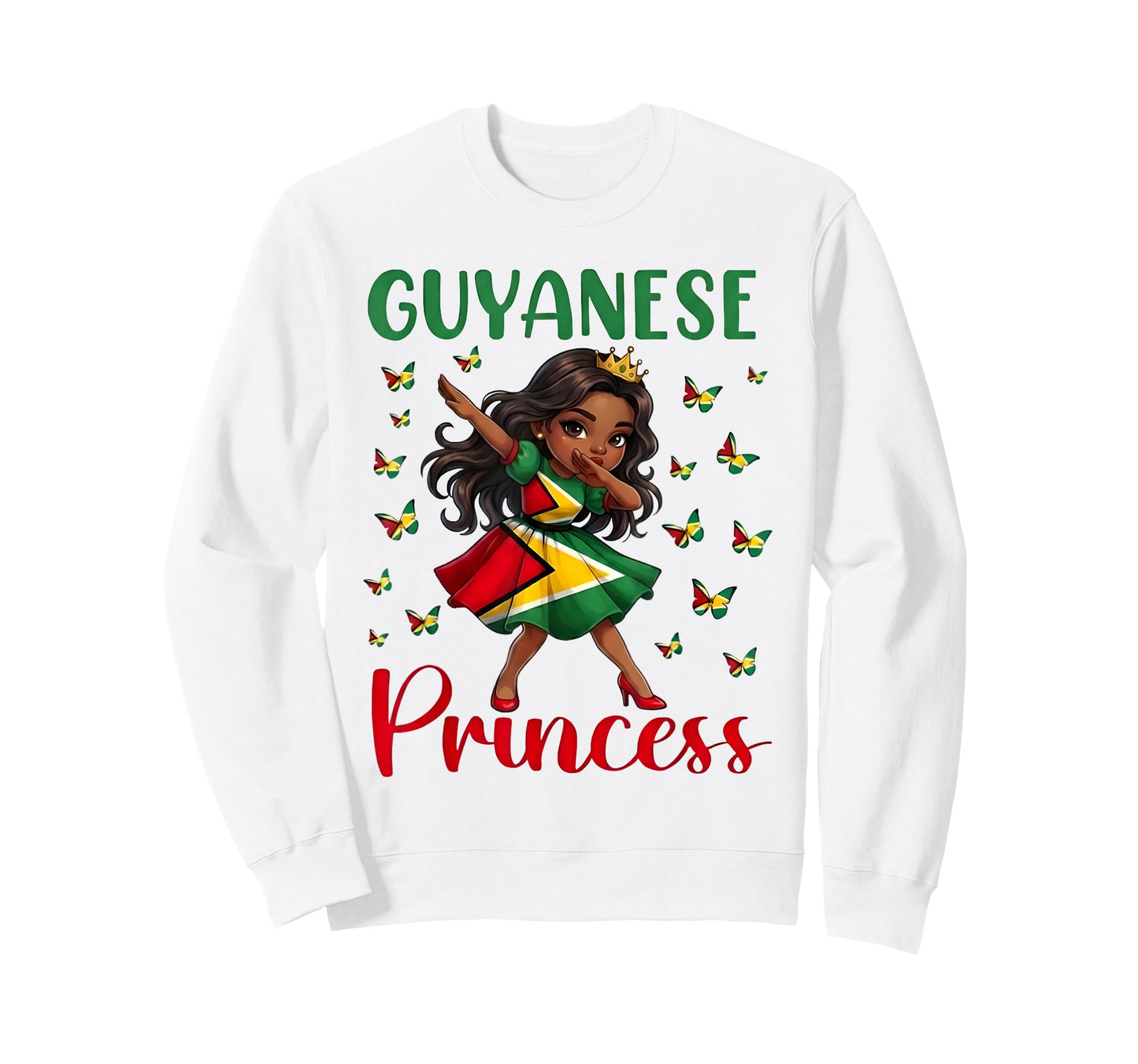 Cute Guyanese Princess Dabbing Girl Guyana Flag Pride T-Shirt