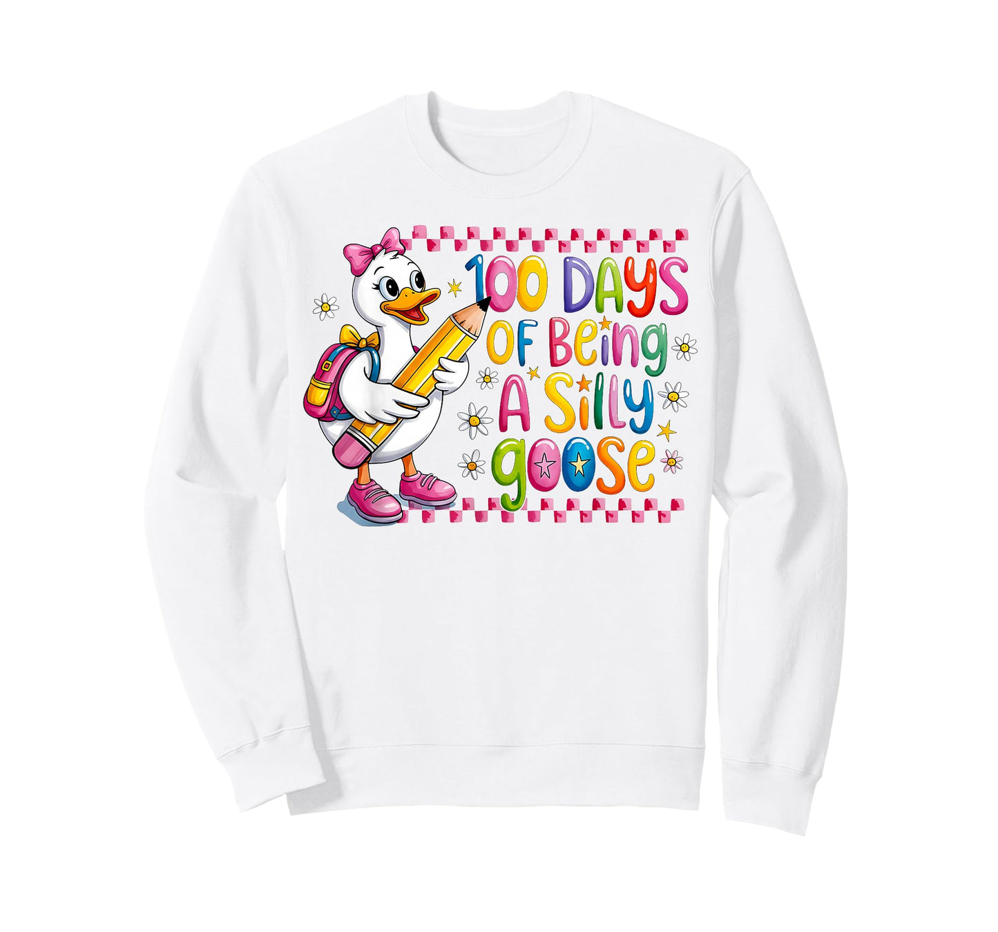 100 Days of School Girls Teacher 100th Day Silly Goose T-Shirt
