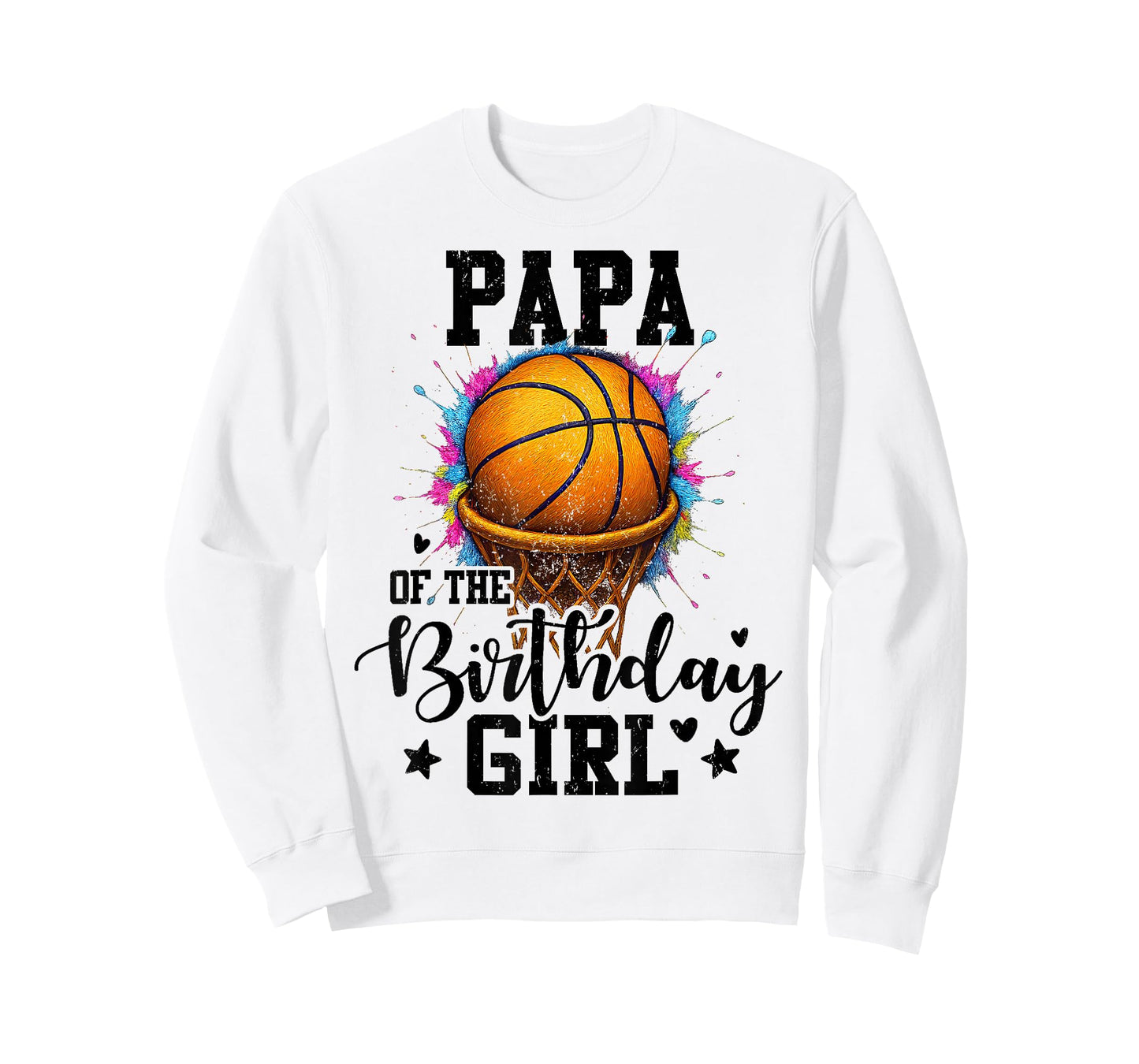 Papa of The Birthday Girl Basketball Colorful Matching T-Shirt