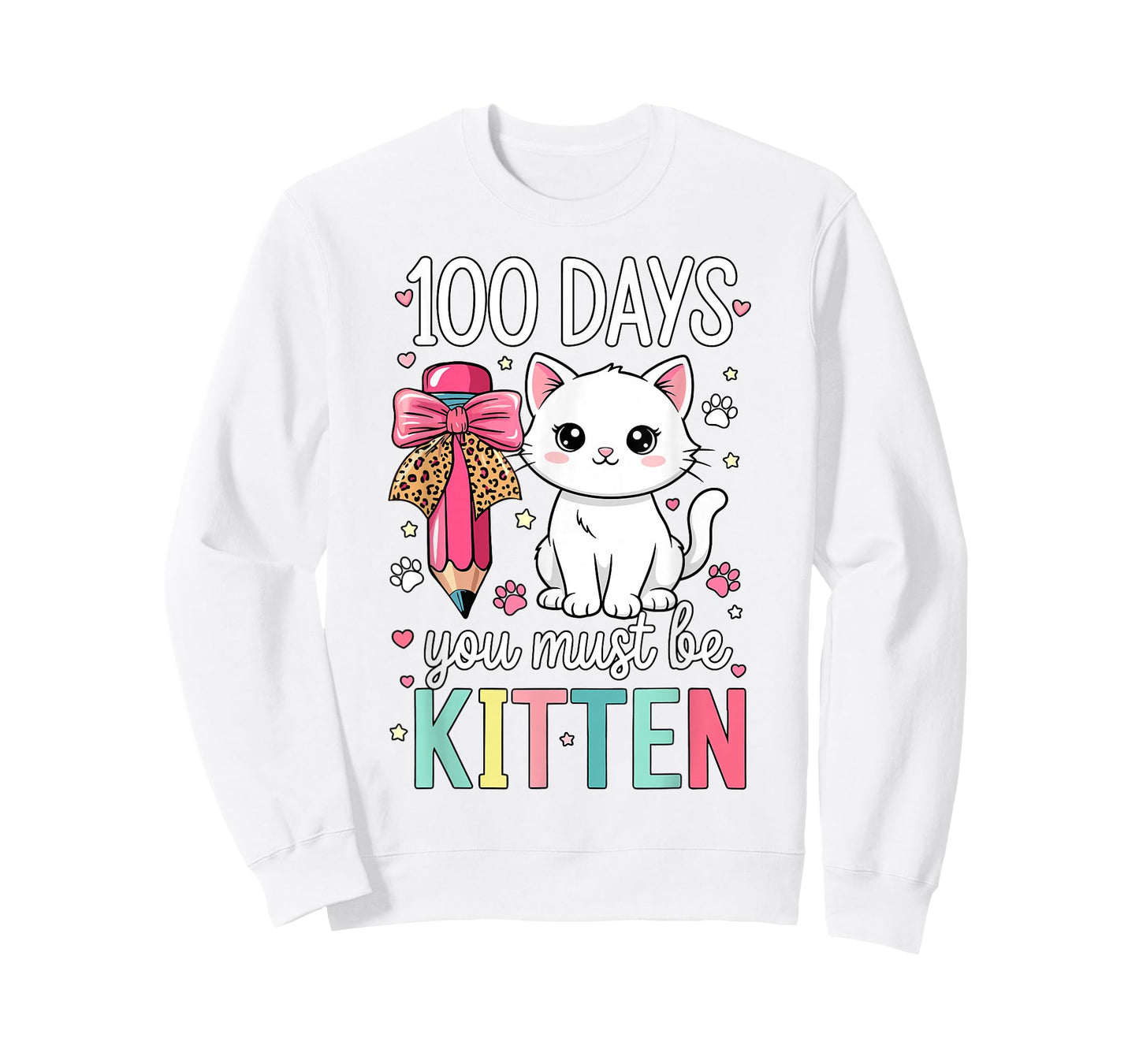 Girls 100 Days of School Cat Coquette Bow 100th Day School T-Shirt