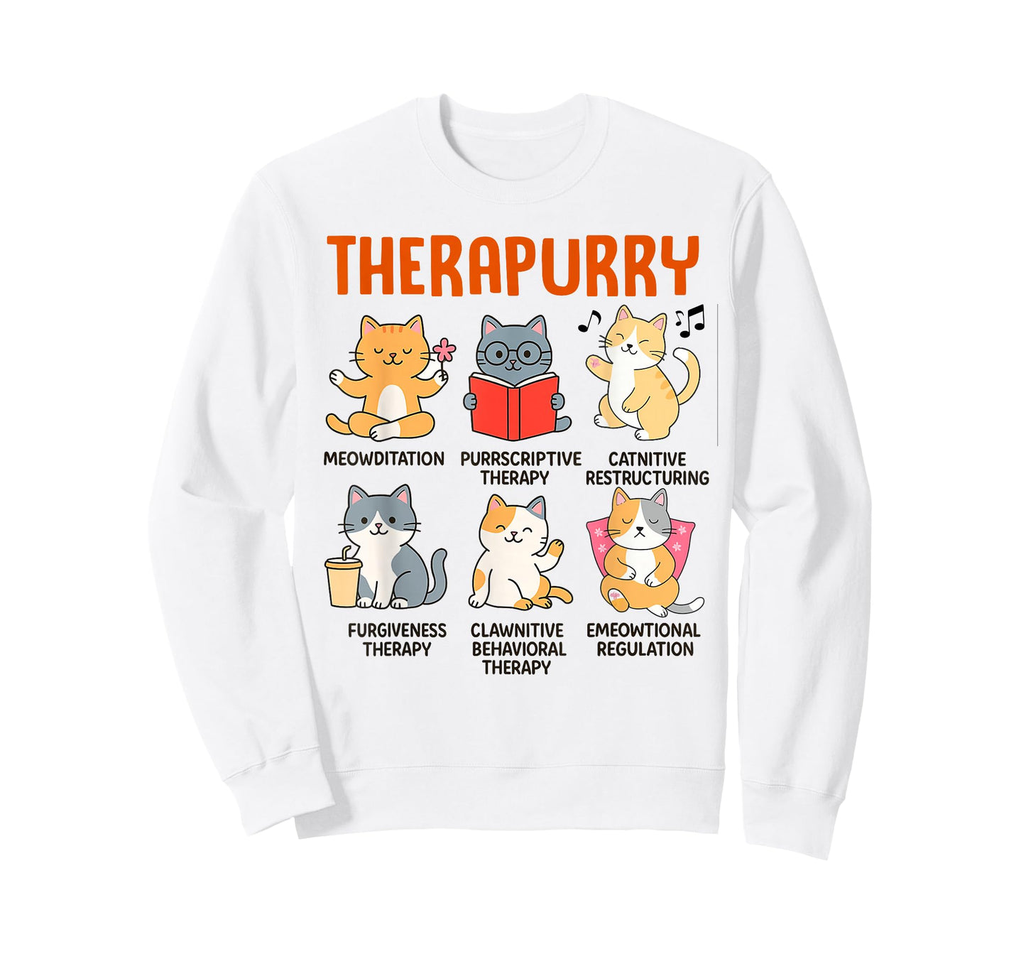 Mental Health Therapist Cat Lover Cat Mom Therapy Therapurry T-Shirt