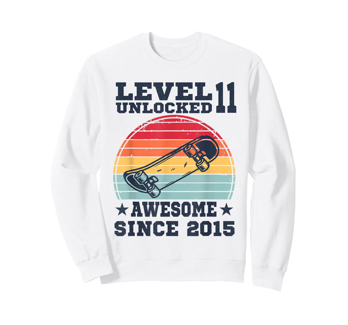 Level 11 Unlocked Awesome Since 2015 11th Bday Skateboard T-Shirt