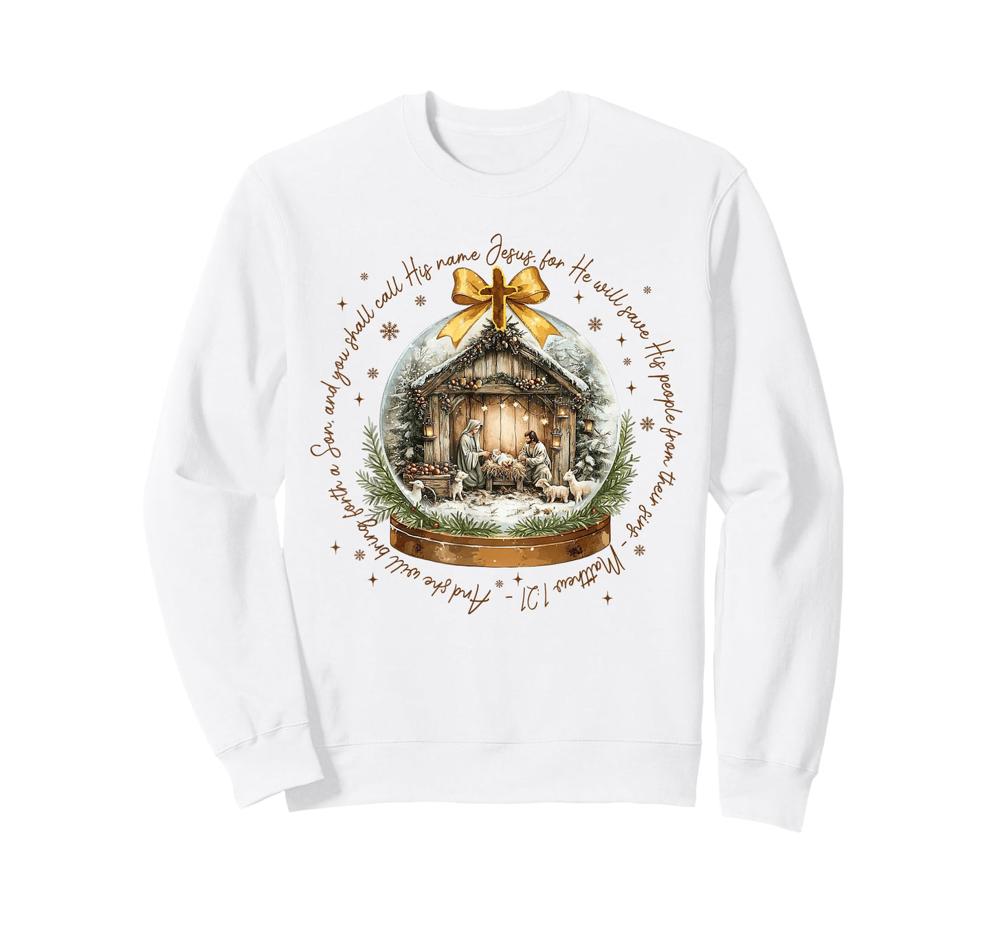 Christmas Nativity Scene Baby Jesus Christian Scripture Xmas T-Shirt