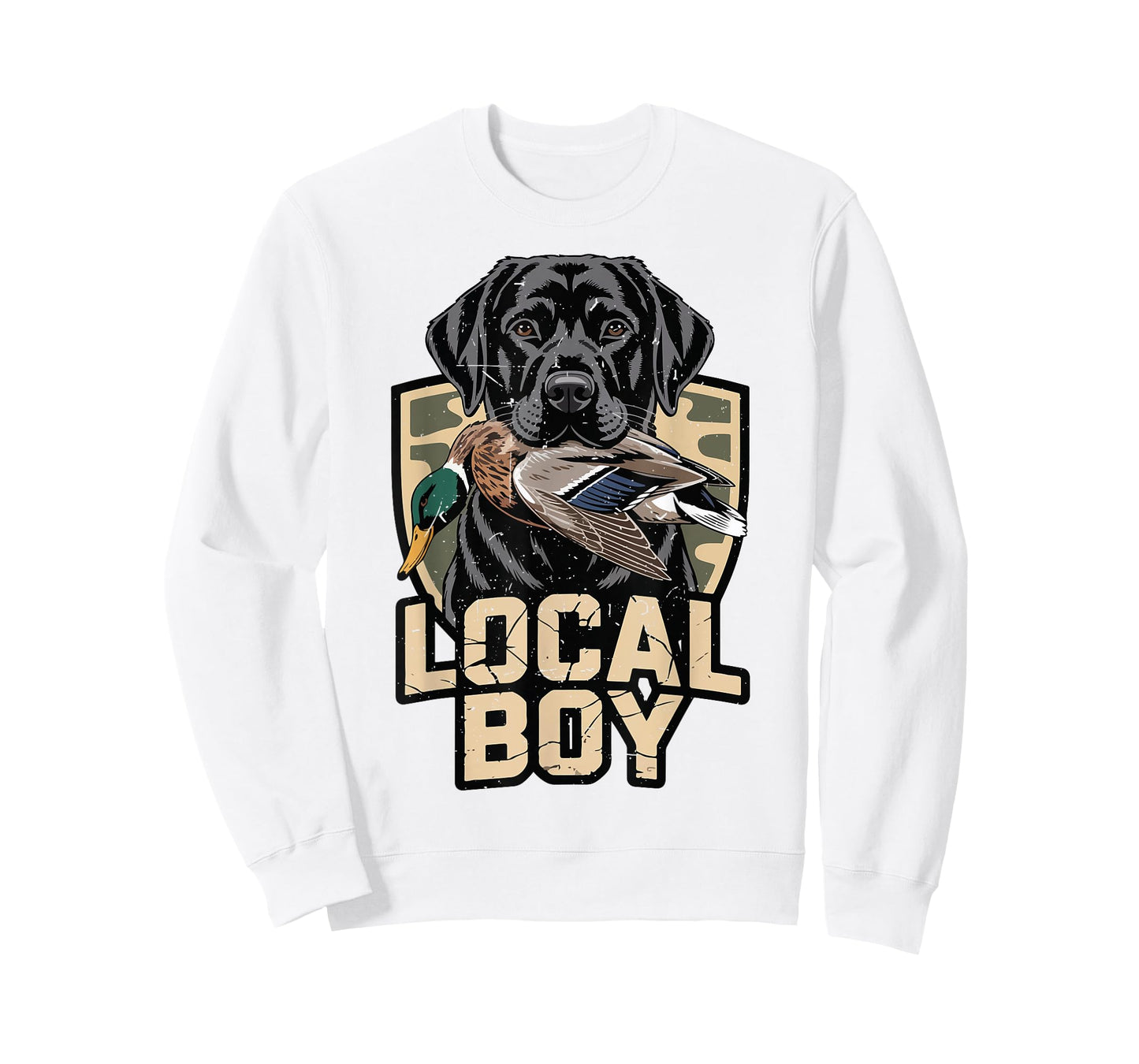 Local Boy Camo Duck Hunting Black Lab Dog Youth Boy Toddler T-Shirt