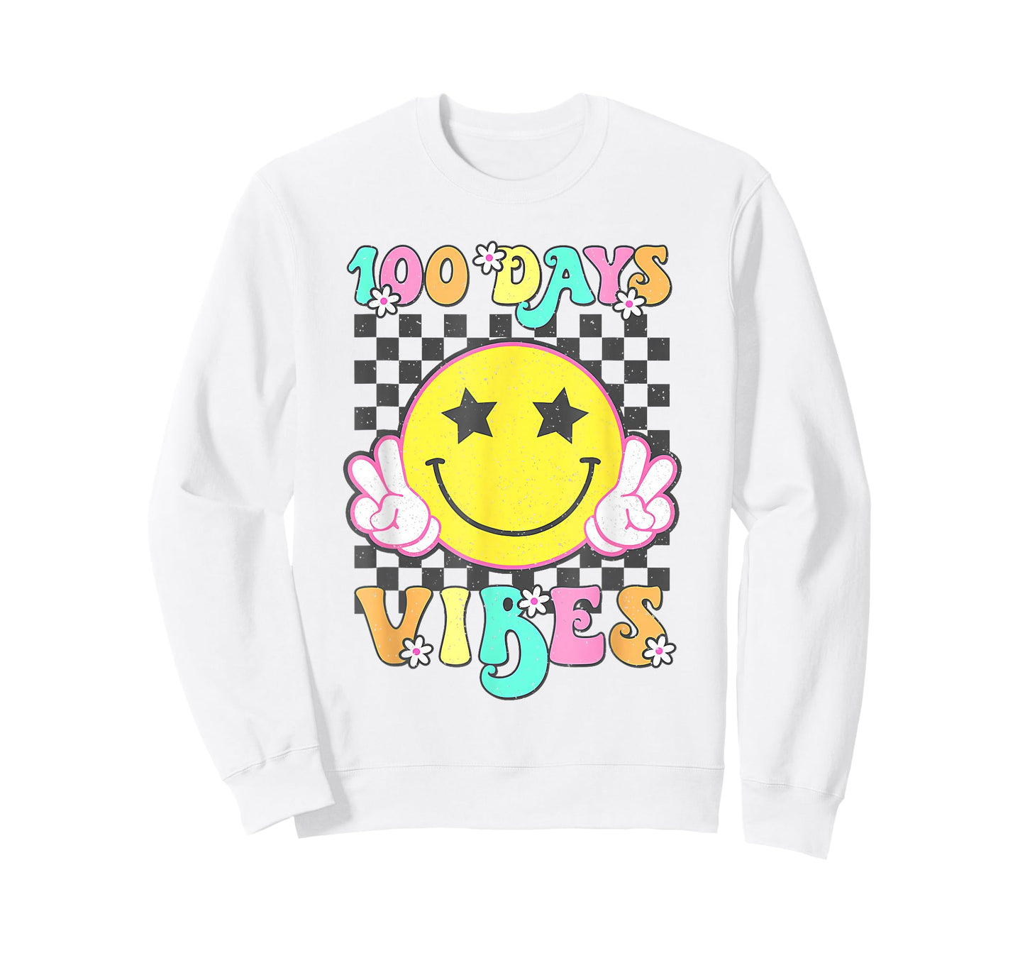 Cute 100 Days Vibes Smile Face 100 Days of School Teens Girl T-Shirt