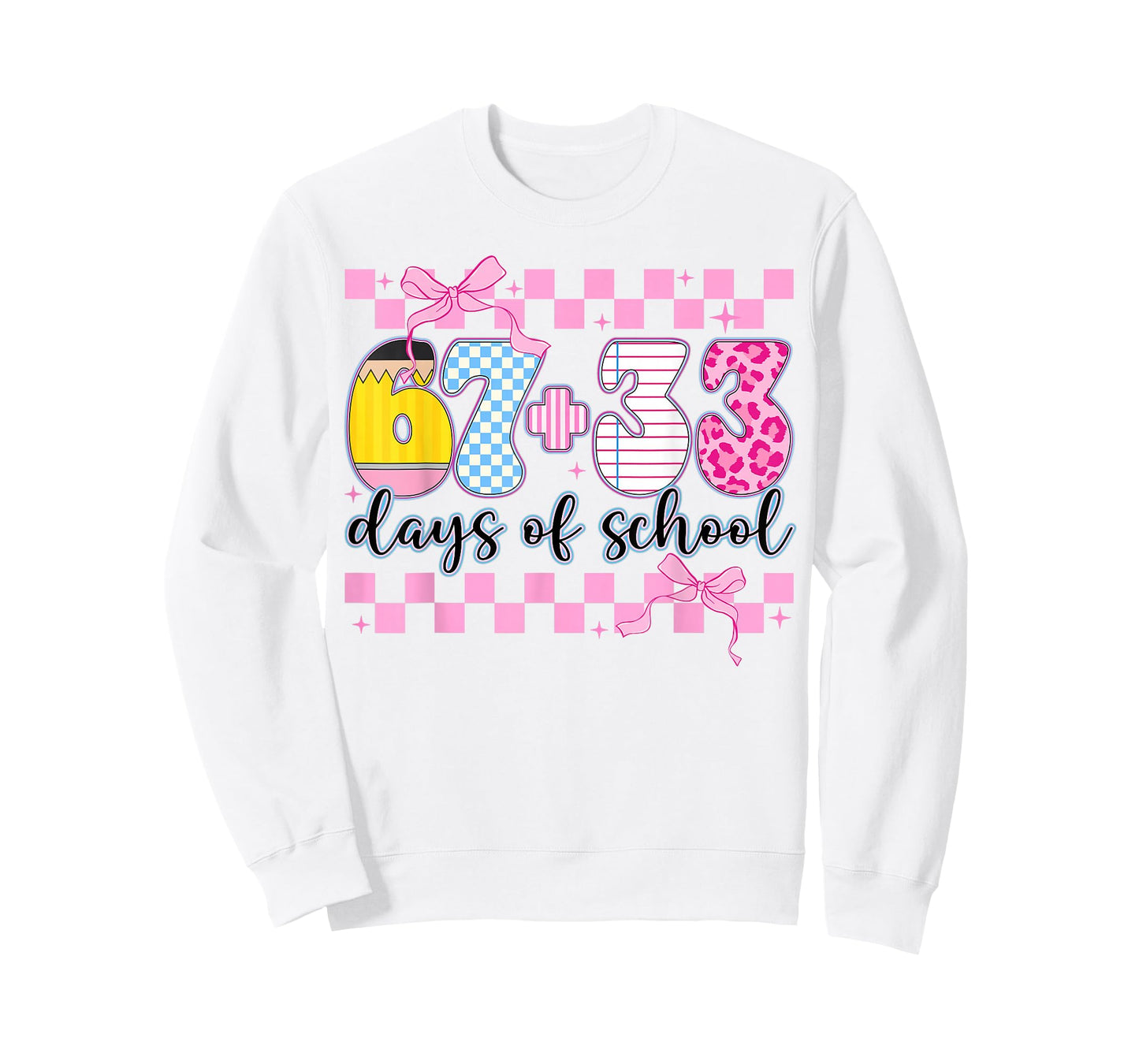 Happy 67 33 Day of School for Teacher Girls Kids 100th Day T-Shirt