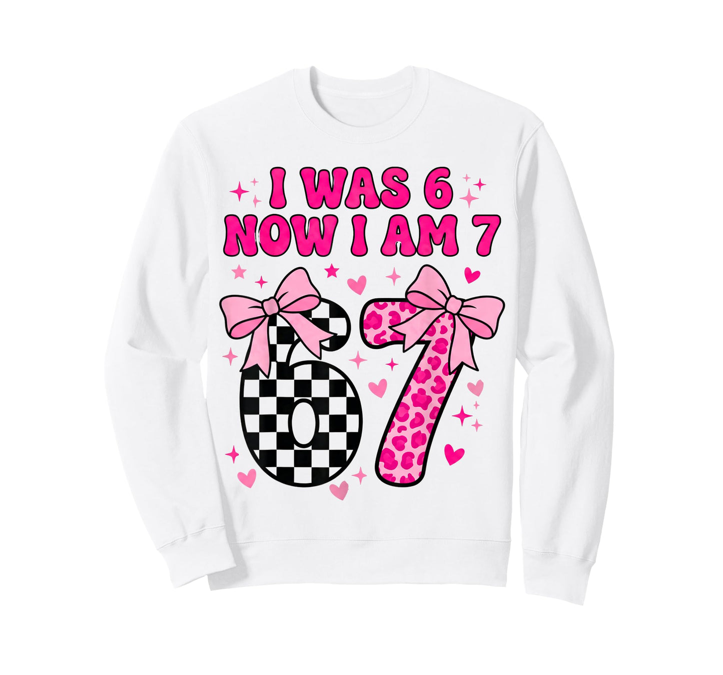 7th Birthday Girl I was Six Now I'm Seven Years Old Bday T-Shirt