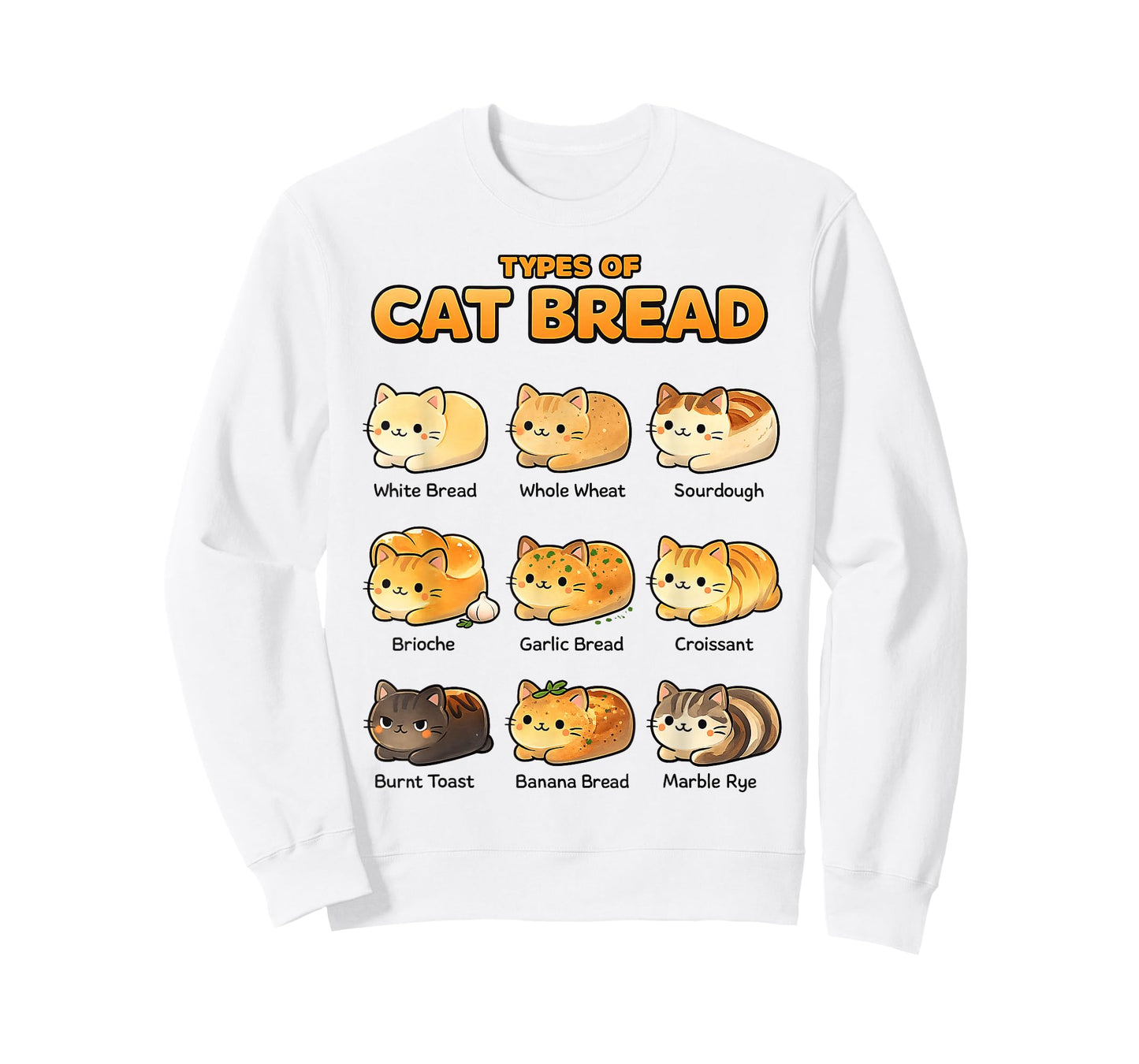 Types of Cat Bread Cute Kawaii Cat Loaf Meme Feline T-Shirt