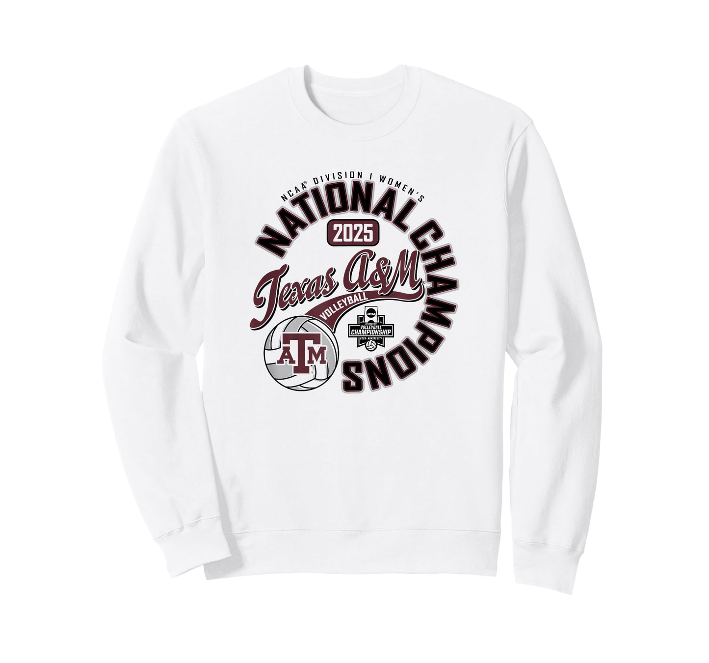 Texas A&M Aggies National Champs 2025 Volleyball White T-Shirt