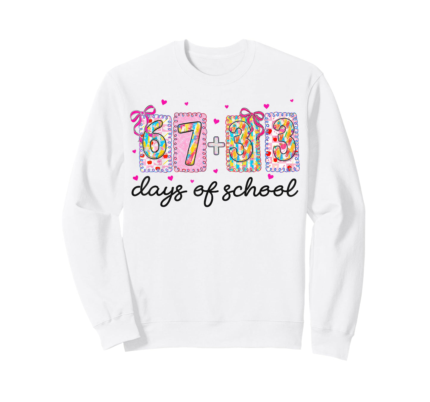 Preppy 67+33 Days of School Coquette Bow 100 Days Kid T-Shirt