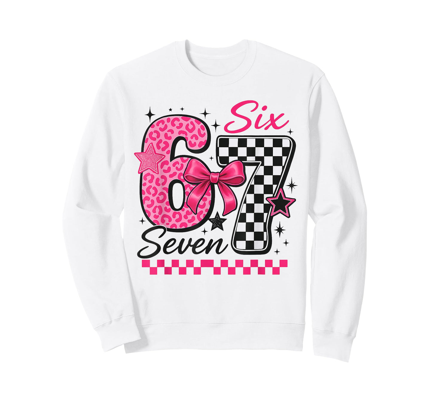 67 Leopard Checkered Funny Six Seven Meme 67 Teachers Kids T-Shirt