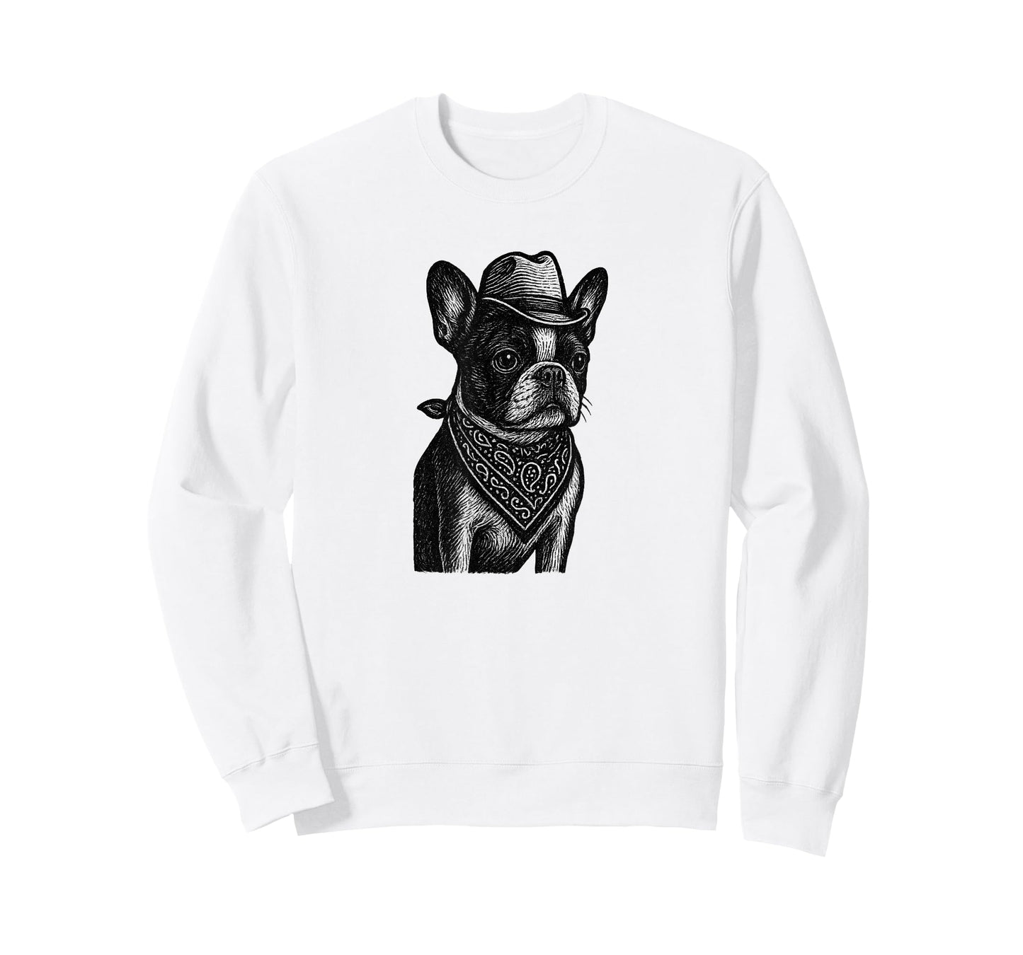 Boston Terrier Dog Cowboy Bandana Funny T-Shirt