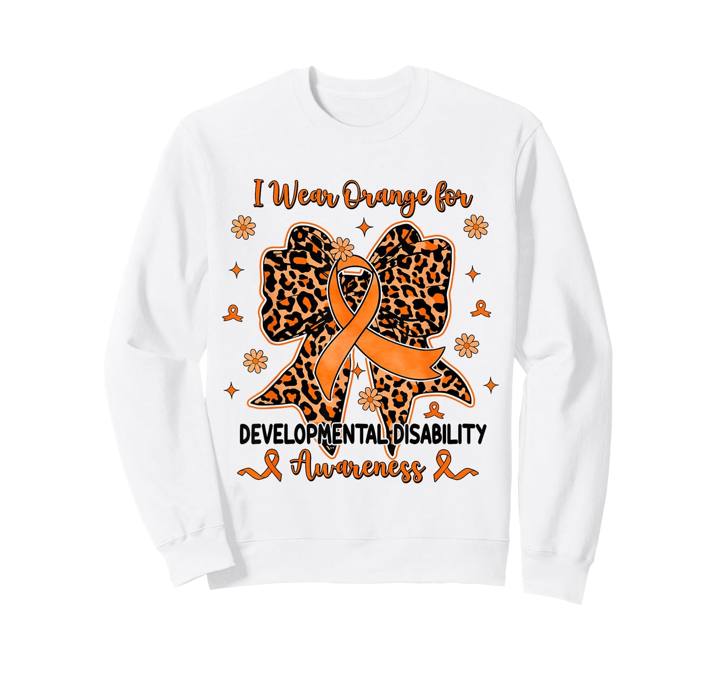 Leopard Coquette Bow Developmental Disability I Wear Orange T-Shirt