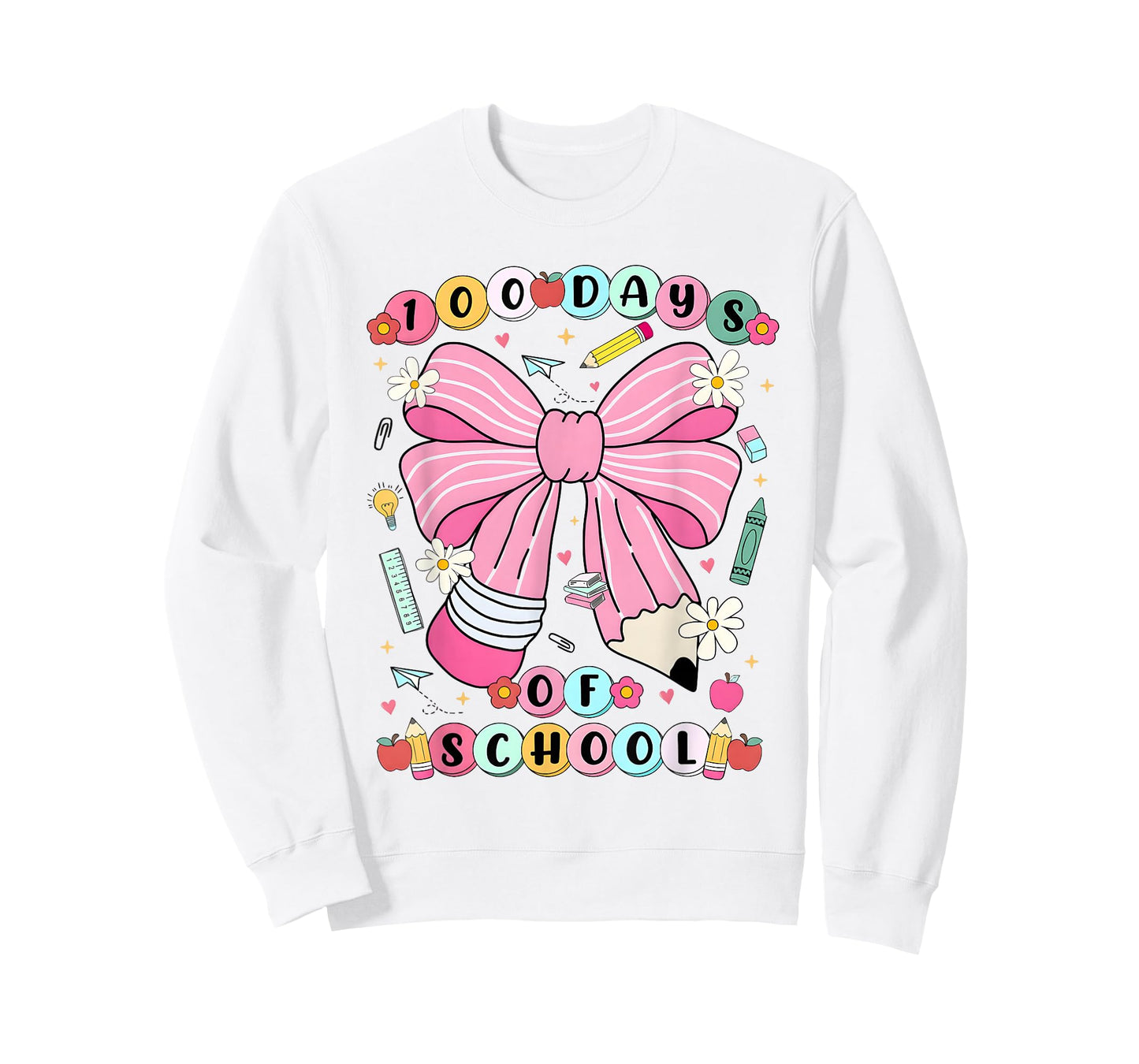 100 Days of School Girls Coquette Bow 100th Day of School T-Shirt