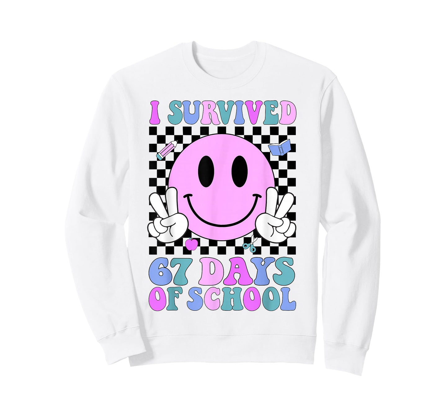 I Survived 67 Days of School Retro Smile 6 7 Meme Six Seven T-Shirt