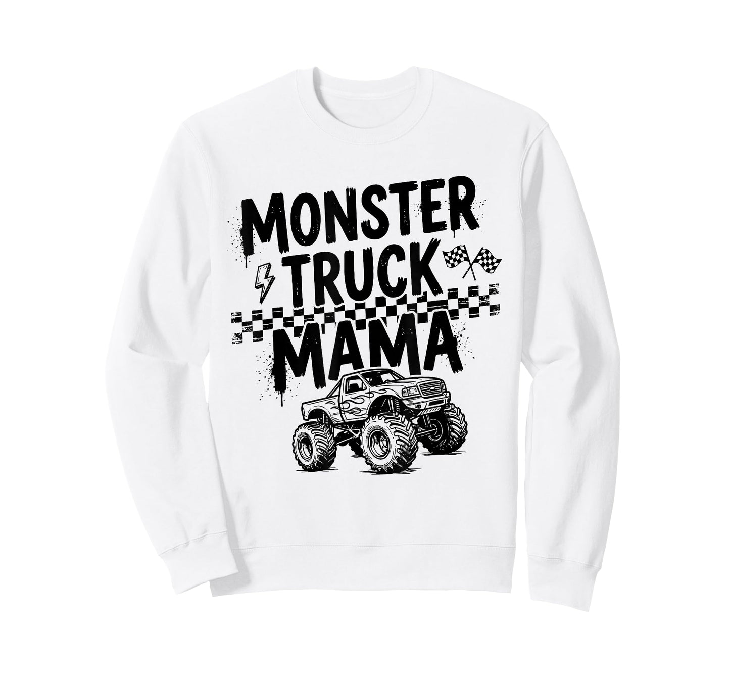 Monster Truck Mama Checkered Mothers Day Mom Birthday Women T-Shirt