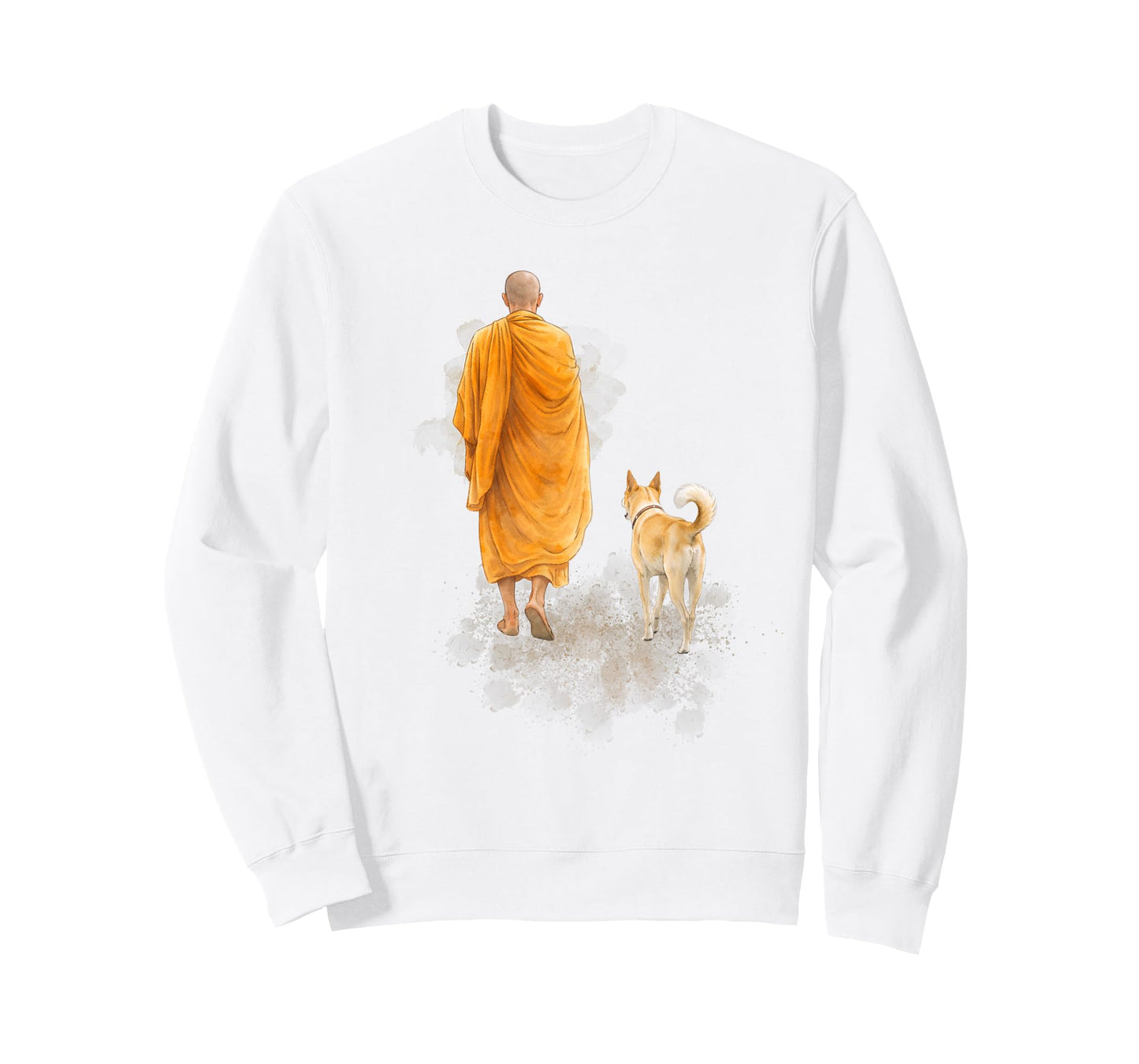Peace Walking Monk & Dog Minimalist Zen Art T-Shirt