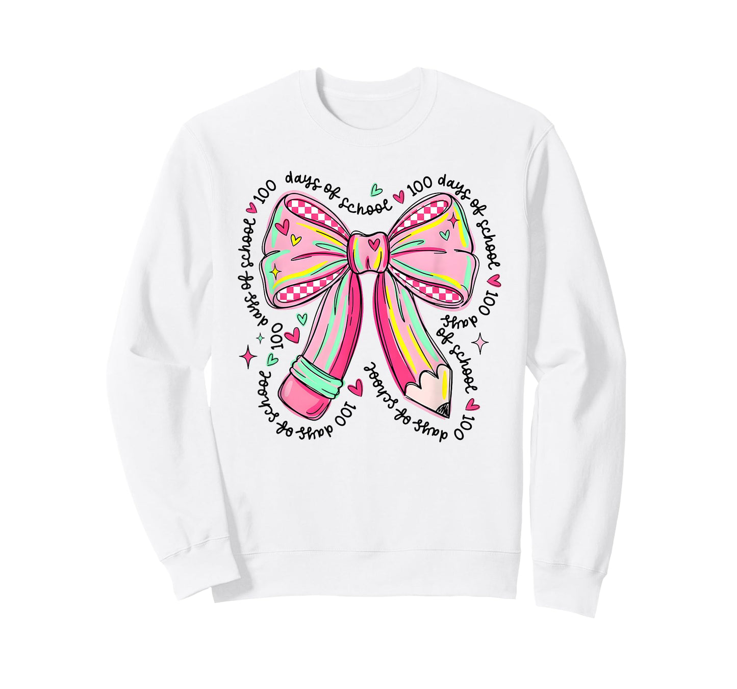 100 Days of School Girls Coquette Bow 100th Day of School T-Shirt