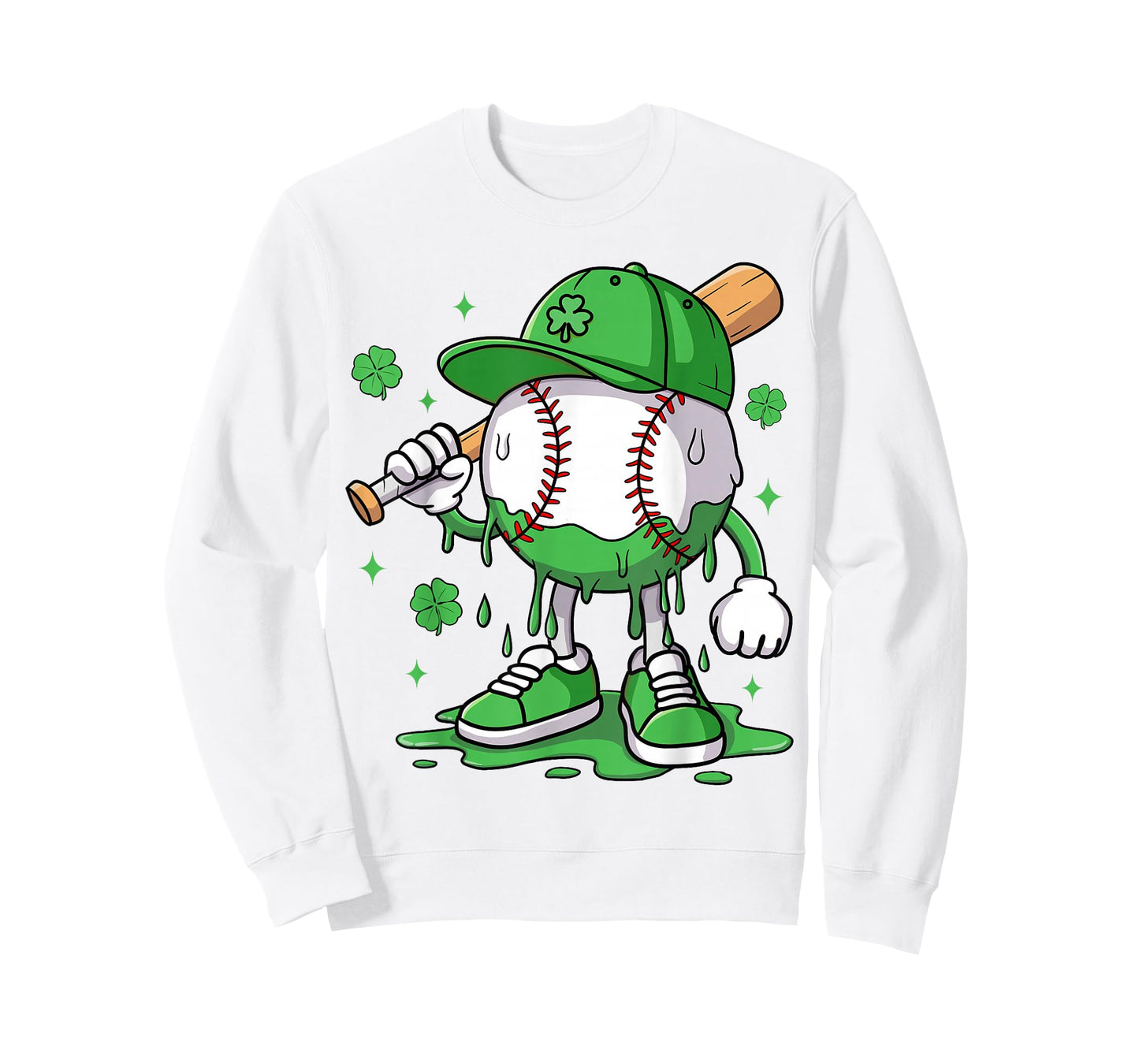 Boys Happy St Patricks Day Kids Baseball Ice Cream Drip T-Shirt