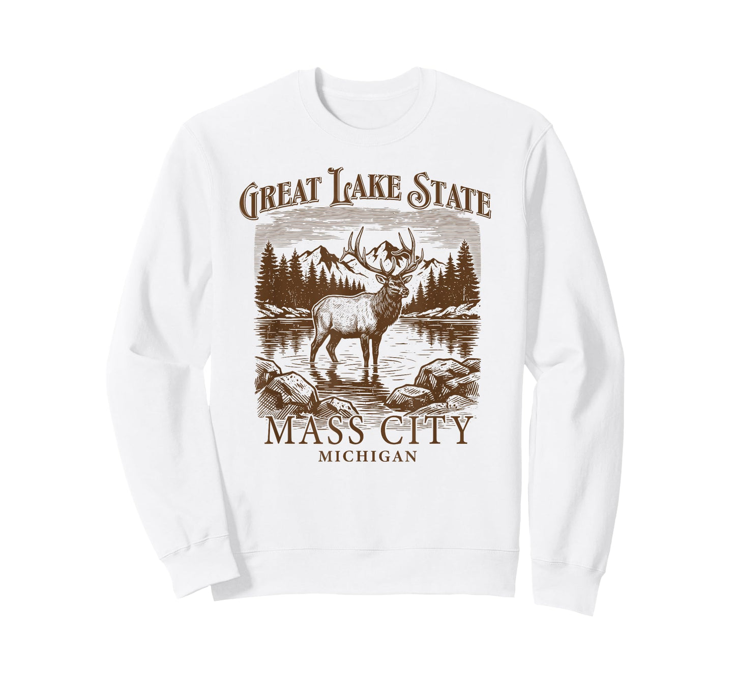 Mass City Michigan Great Lakes State Moose Deer T-Shirt