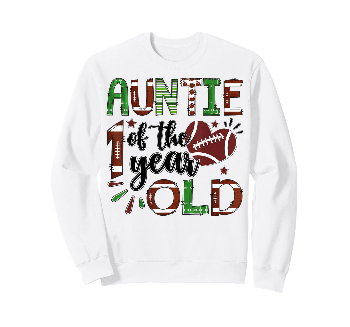 Auntie of The 1 Year Old Football 1st Birthday Boy Matching T-Shirt
