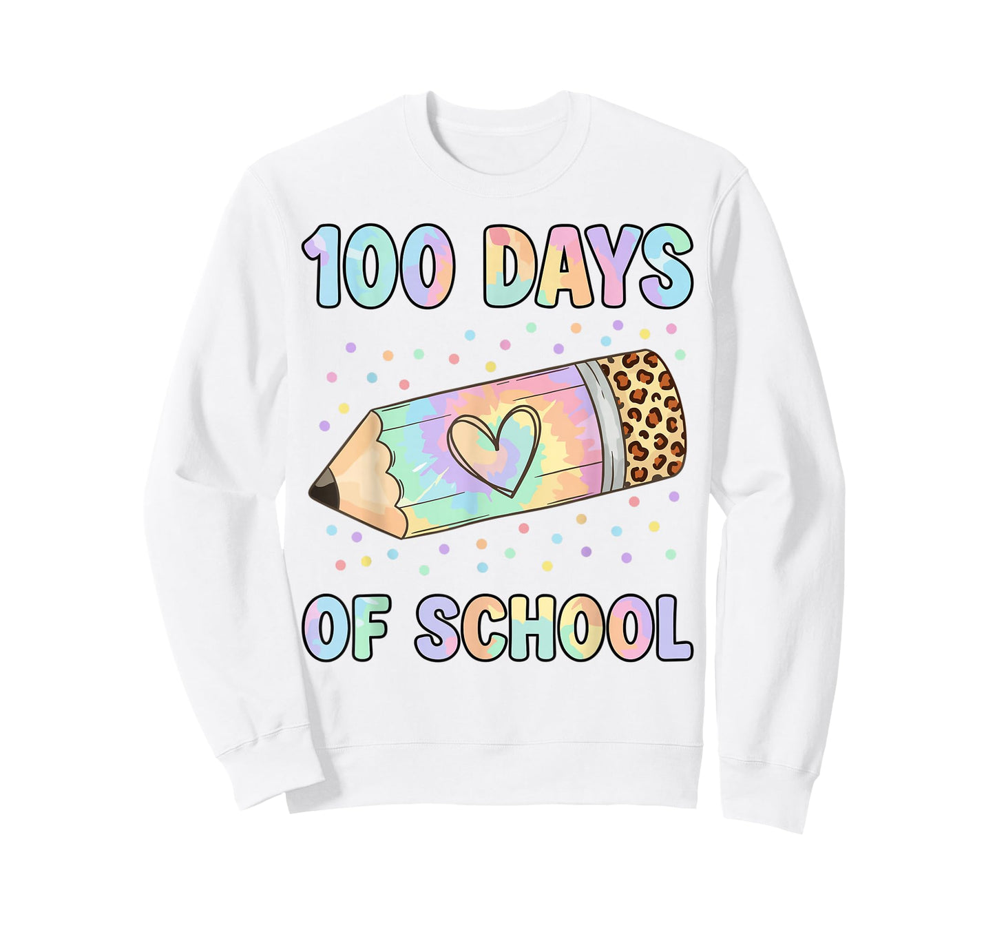 100 Days of School Leopard Tie Dye Pencil Kid T-Shirt
