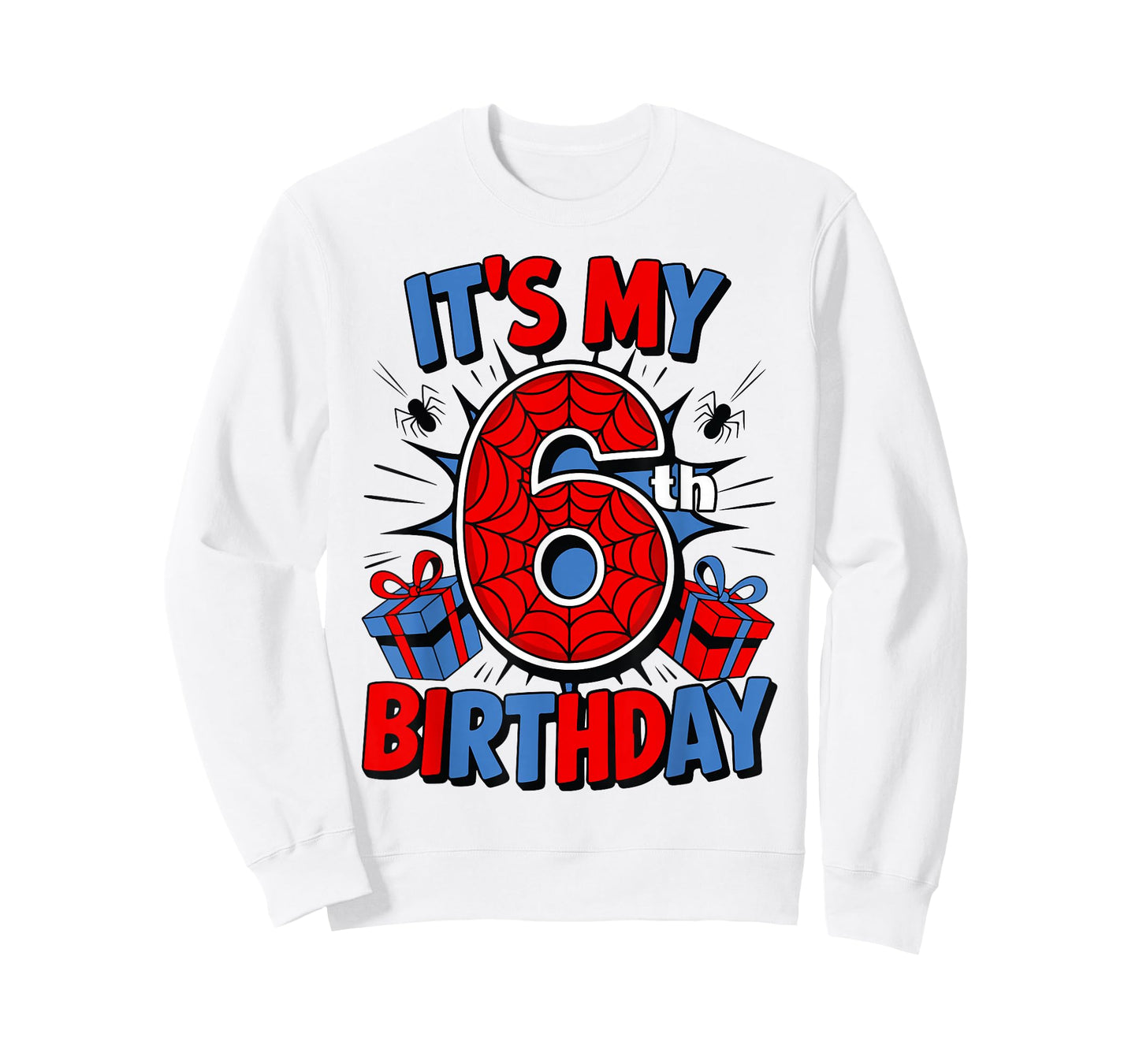 It's My 6th Birthday Spider Theme Party 6 Year Old Boys Kids T-Shirt