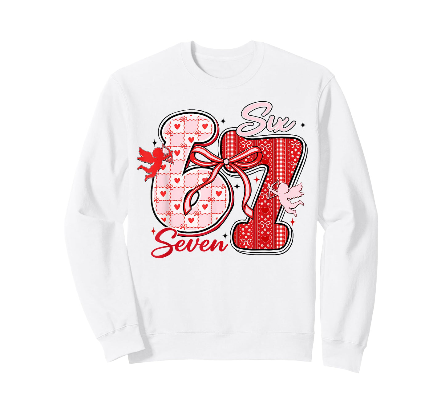 Six Seven Meme 67 Coquette Bow Valentines Women Girls Kids T-Shirt