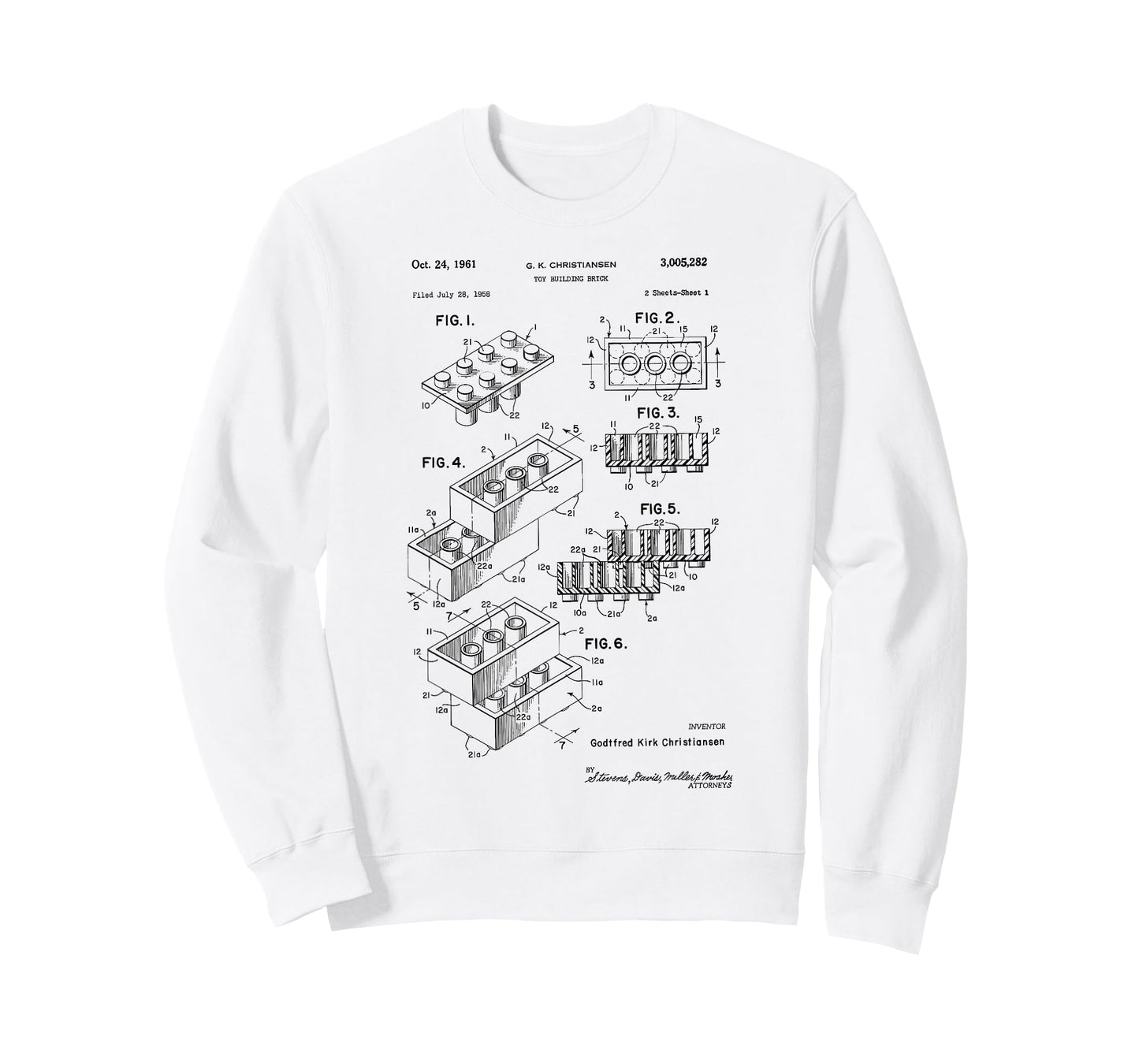 Toy Building Brick Patent Vintage Technical Blueprint T-Shirt