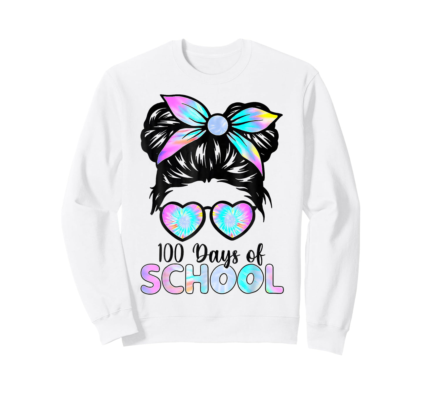 100 Days Smarter Girls Messy Bun Hair 100th Day of School T-Shirt