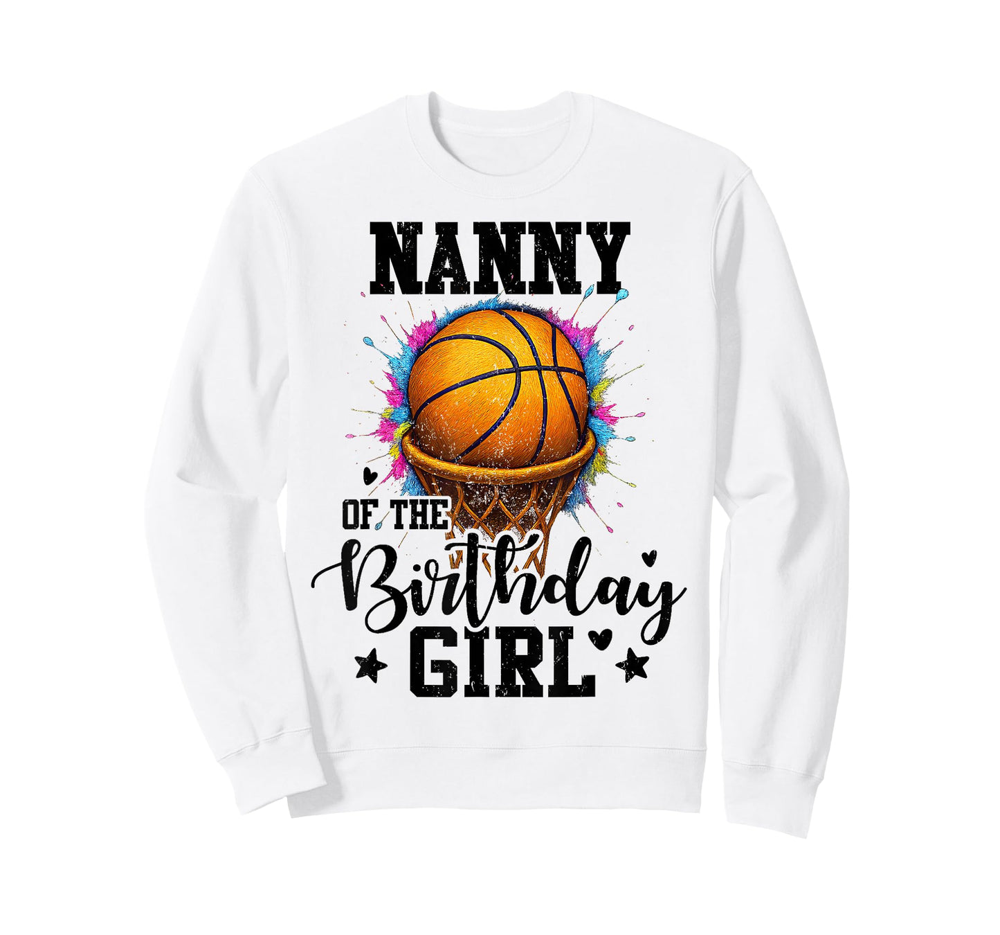 Nanny of The Birthday Girl Basketball Colorful Matching T-Shirt