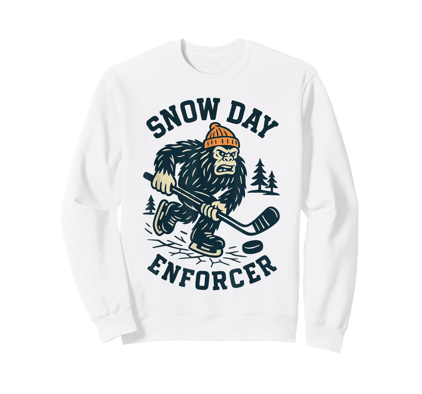 Snow Day Enforcer Abominable Snowman Hockey Player T-Shirt