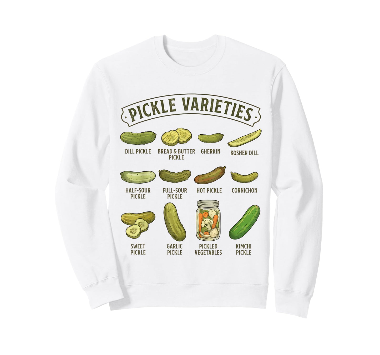 Types of Pickles Varieties Funny Pickle Lover Pickling Adult T-Shirt