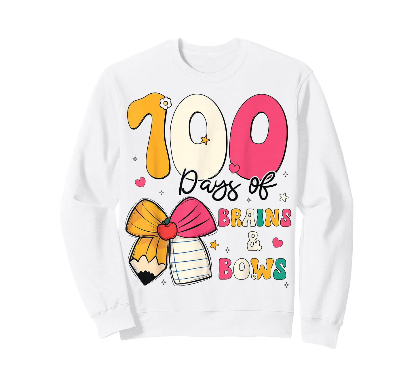 100 Days of School Brains and Bows 100th Day of School Girls T-Shirt