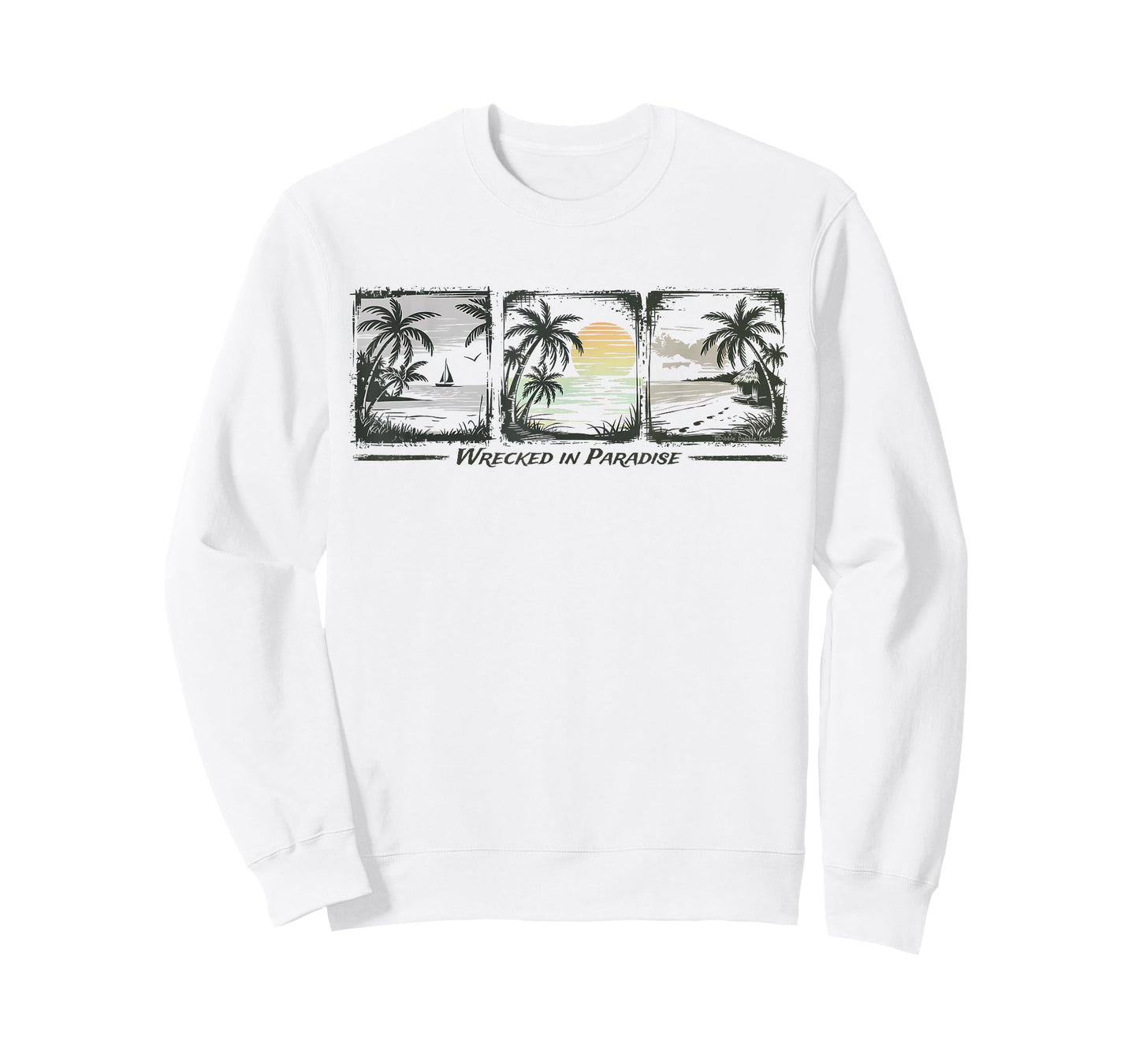 Wrecked in Paradise Islands Sailing Palm Trees T-Shirt