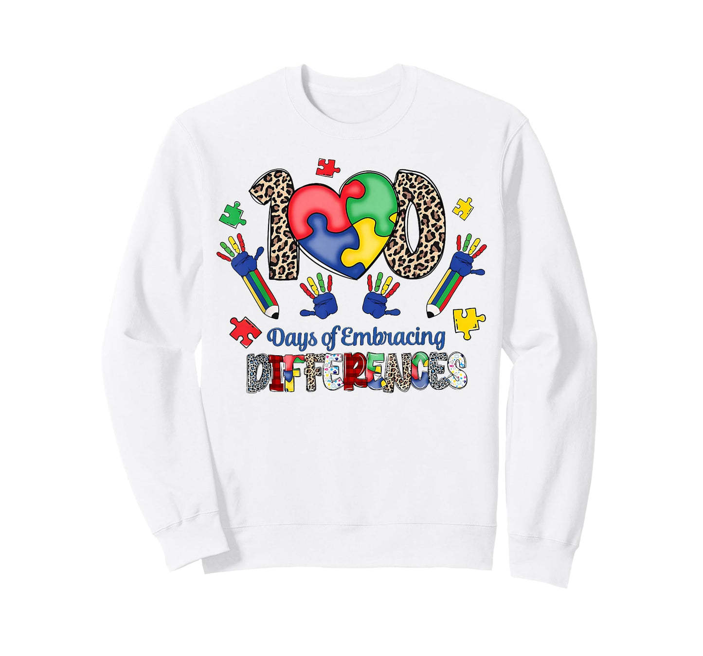 100 Days of Making Difference 100th Day of School Autism Kid T-Shirt