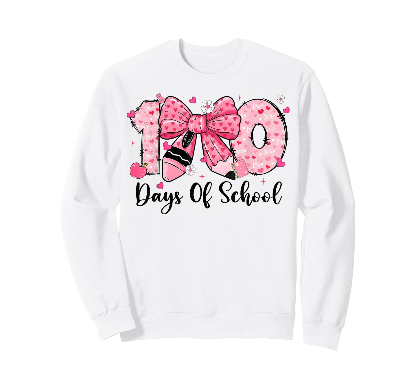 100 Days of School Coquette Pencil Bow Girl Women Teacher T-Shirt