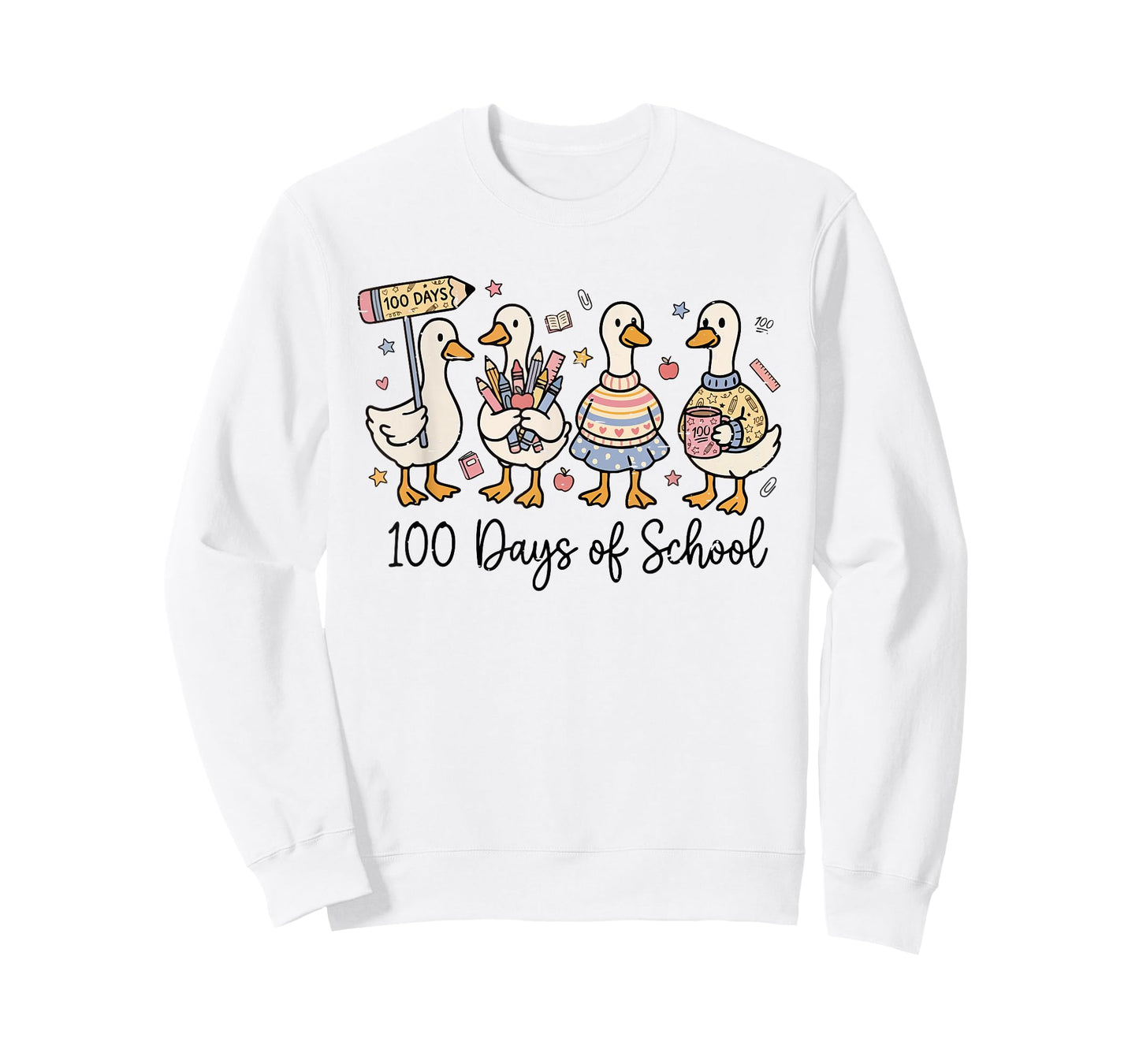 100 Days of School Duck Silly Goose Teacher 100 Days Smarter T-Shirt