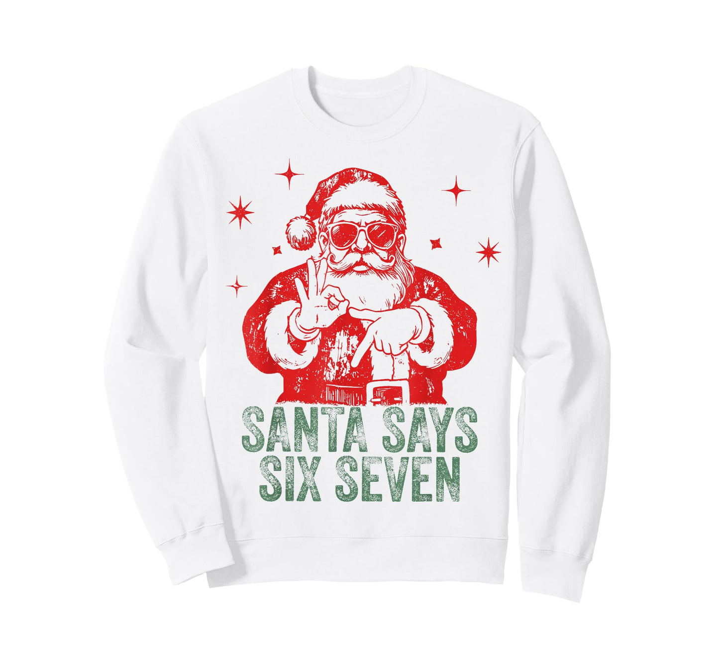 Christmas Santa Says Six Seven Hands Sign Funny 6 7 Meme T-Shirt