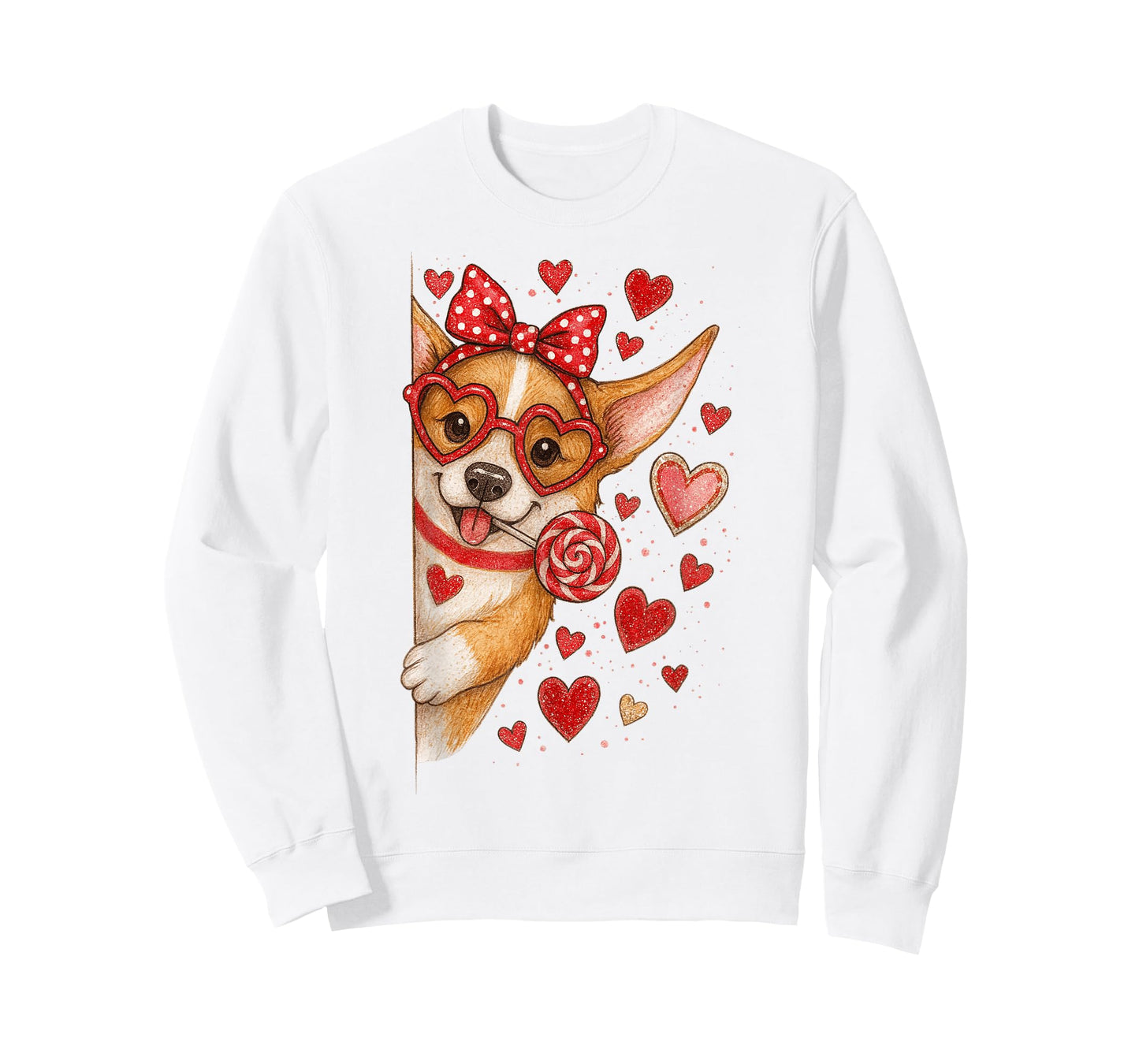 Cute Corgi Valentine Kawaii Pink Hearts Puppy Dog Mom Women T-Shirt