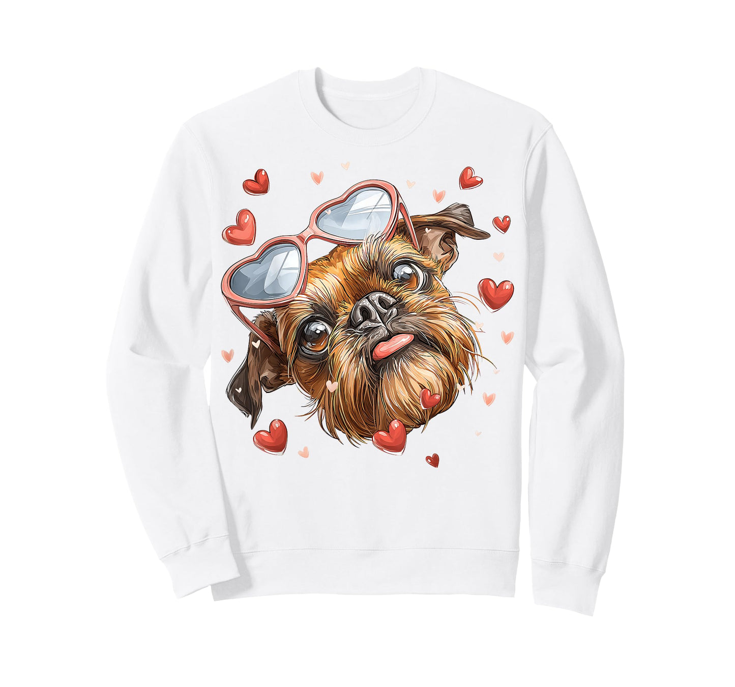Brussels Griffon Dog Valentine's Day Heart Sunglasses T-Shirt