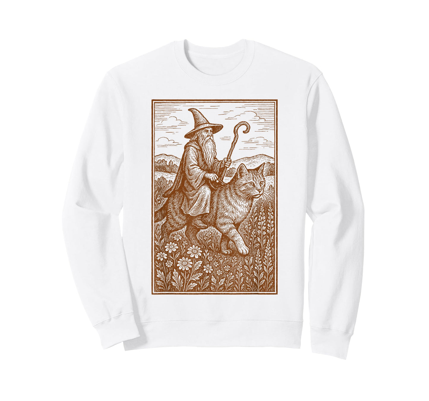 Wizard Riding Cat Castlecore Renaissance Medieval Fair T-Shirt