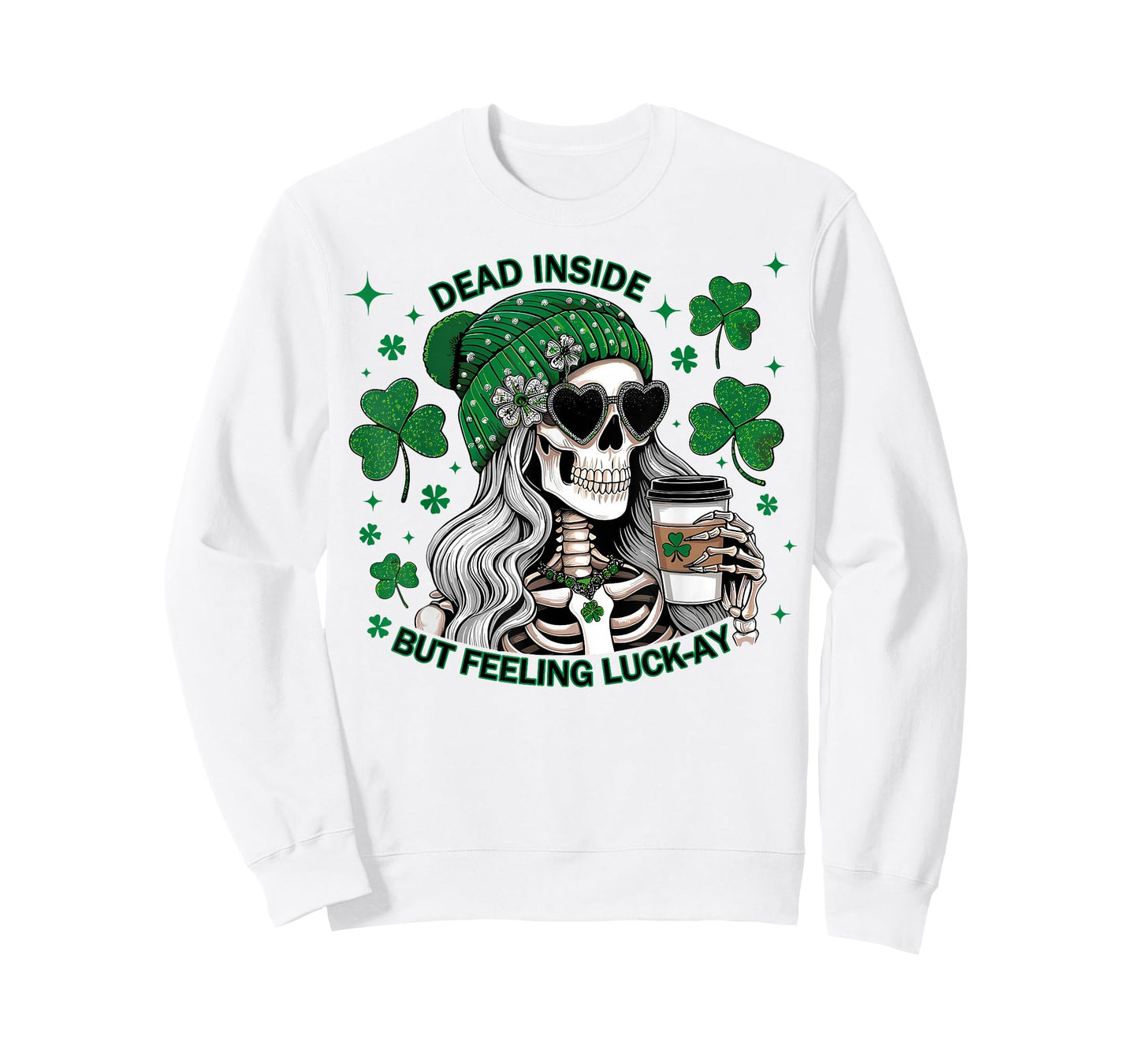Irish Skeleton Dead Inside Coffee St Patricks Day T-Shirt