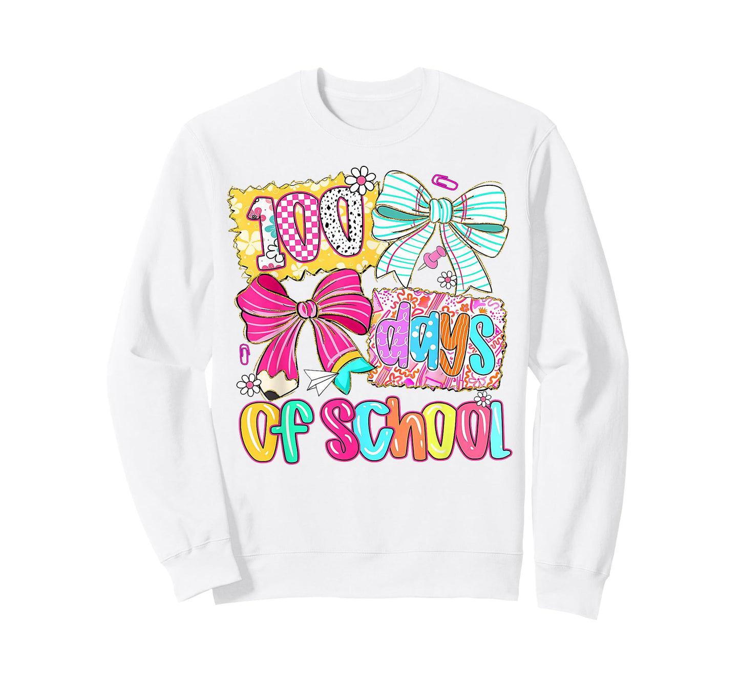100 Days of School Girls Coquette Bow 100th Day of School T-Shirt