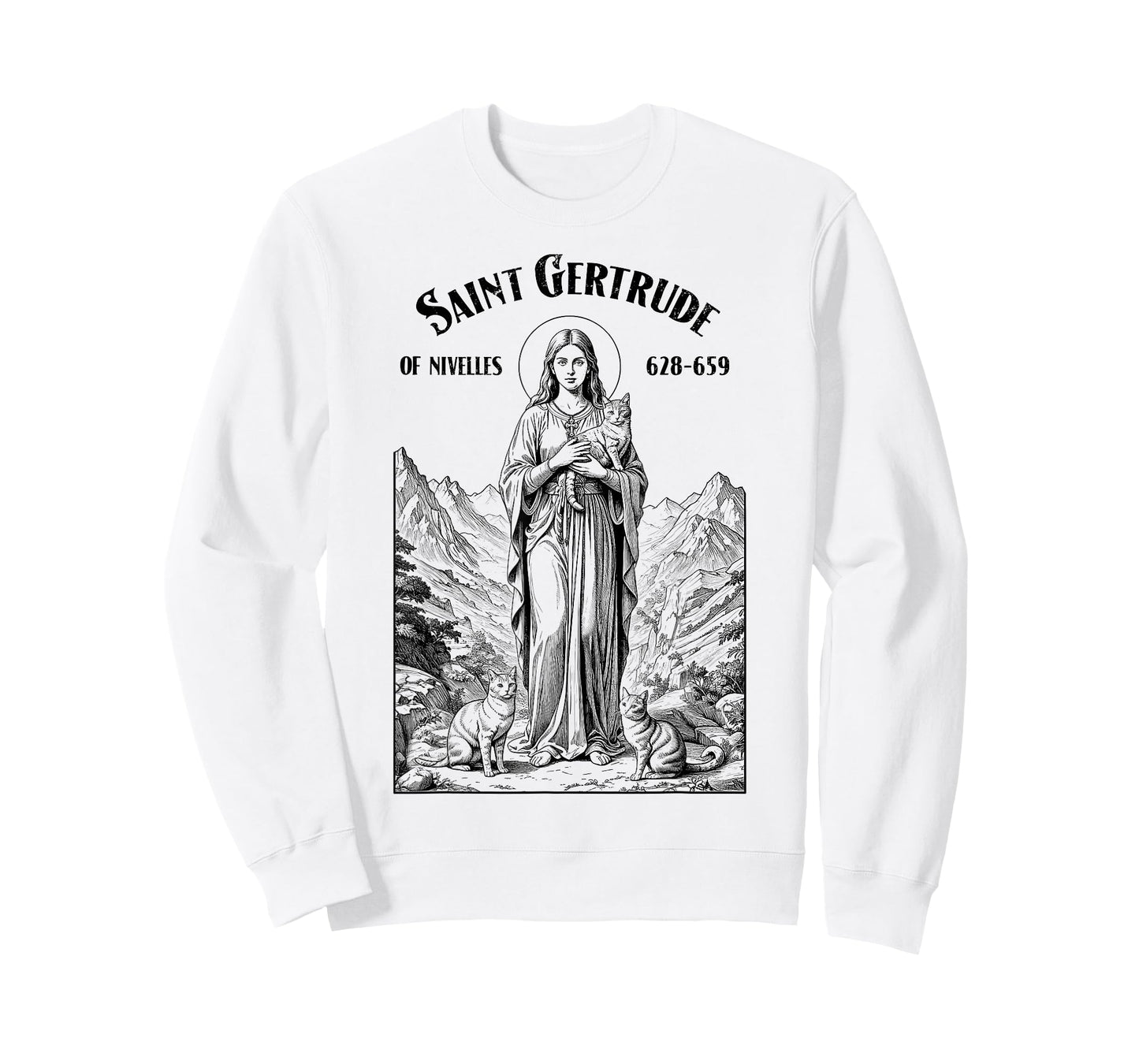 Cats Patron Saint Gertrude Vintage Funny Feline Cat Lovers T-Shirt